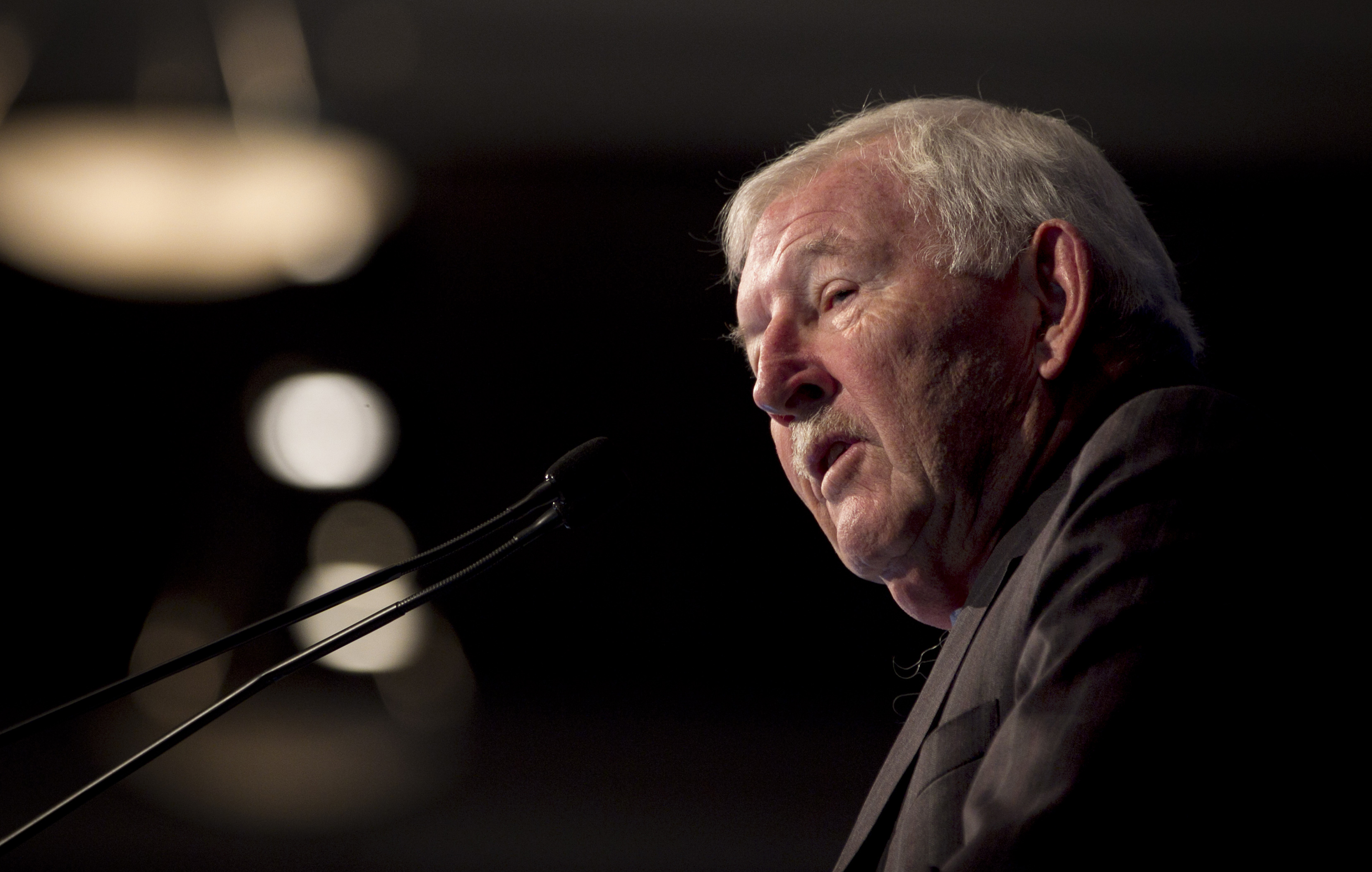 Sir Ron Brierley at the Guinness Peat Group annual general meeting at Eden Park, Auckland in 2012. Photo / Natalie Slade