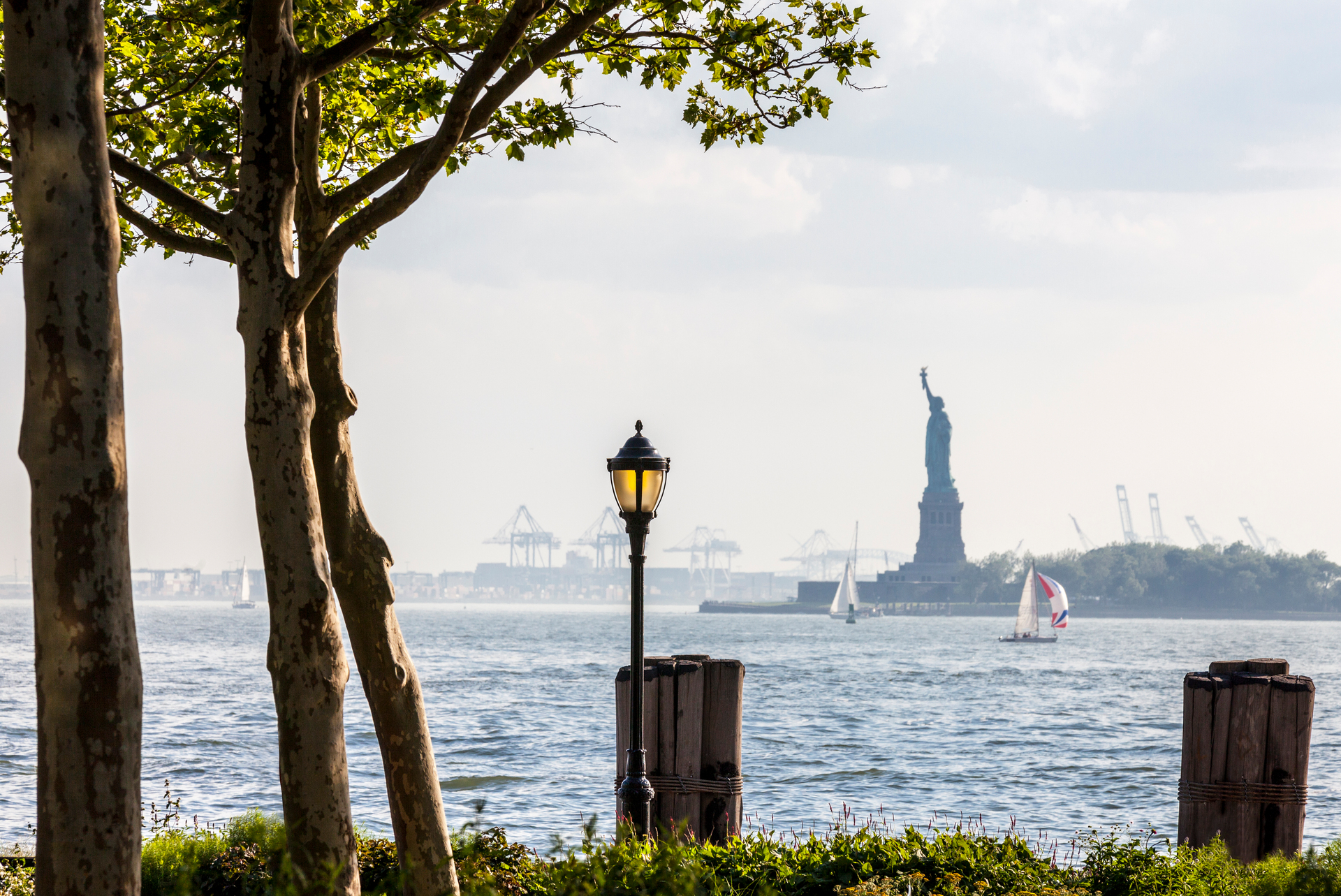 Battery Park provides an uninterrupted view of New York's broad harbour and the Statue of Liberty. Photo / Getty Images