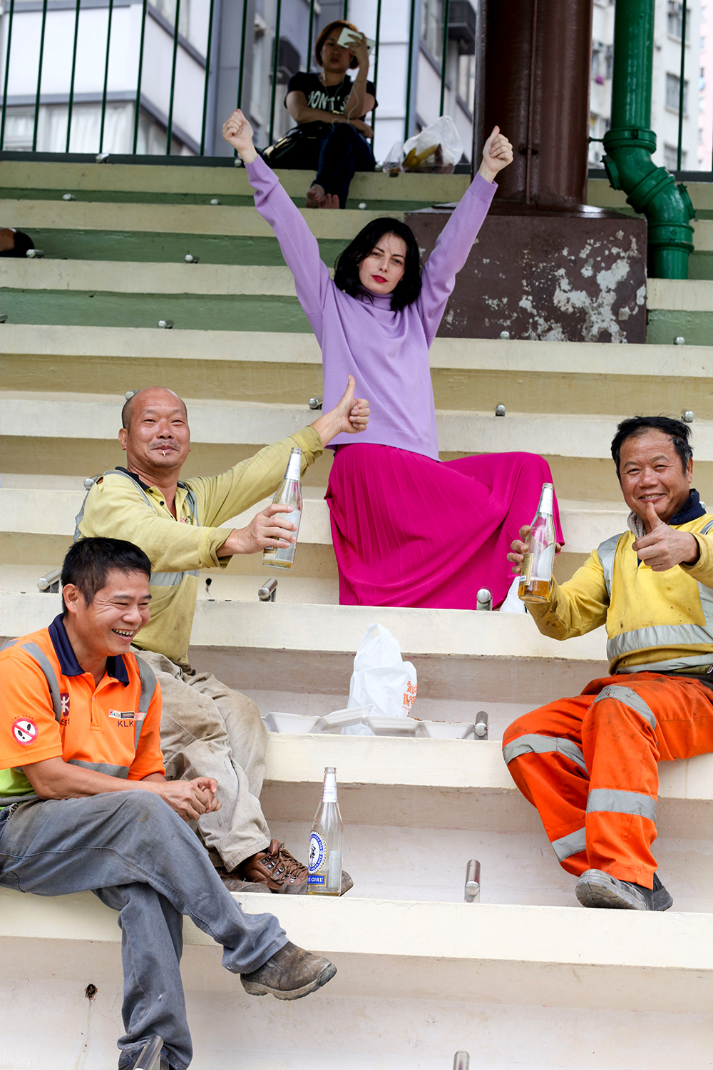 After the final lunch, Veronica makes friends with some locals at a basketball court. Picture / Supplied