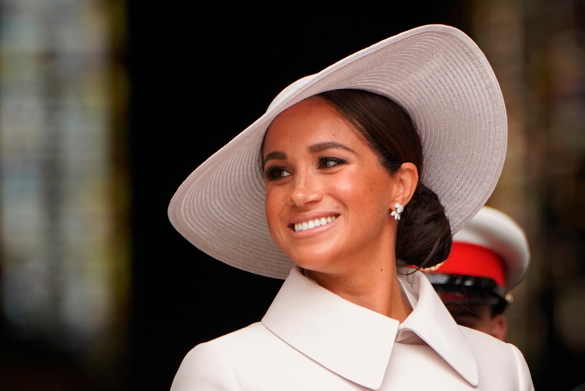 Meghan, Duchess of Sussex leaves after attending a service of thanksgiving at St Paul's Cathedral in London. Photo / AP