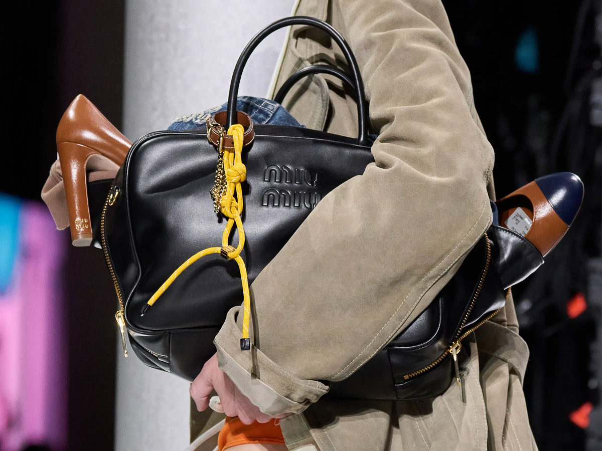 Miu Miu's spring/summer 2024 collection featured nonchalant bags stuffed to the brim. Photo / Miu Miu