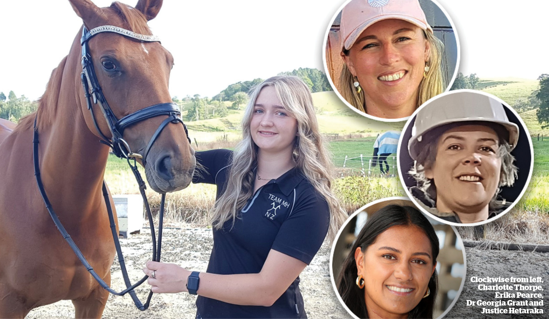 Clockwise from left Charlotte Thorpe, Erika Pearce, Dr Georgia Grant and Justice Hetaraka