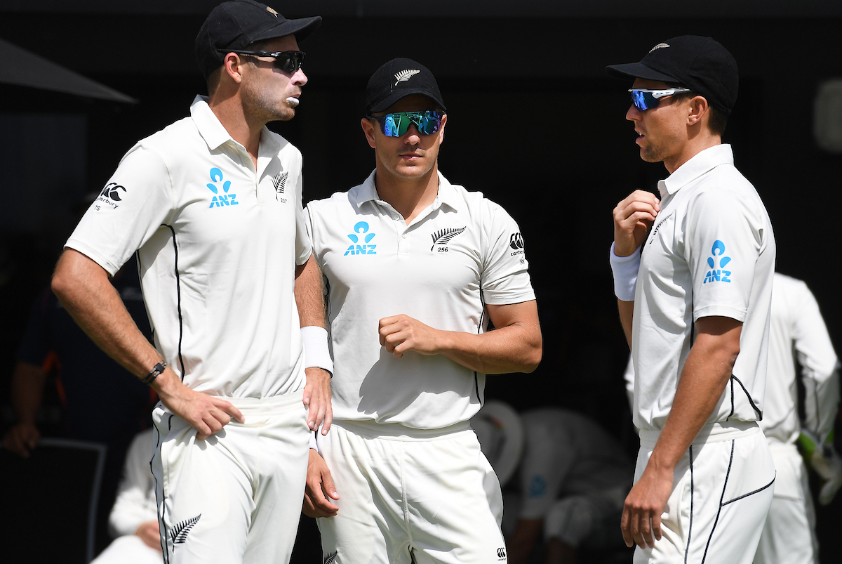 Tim Southee, Neil Wagner and Trent Boult during a test against the West Indies. Photosport