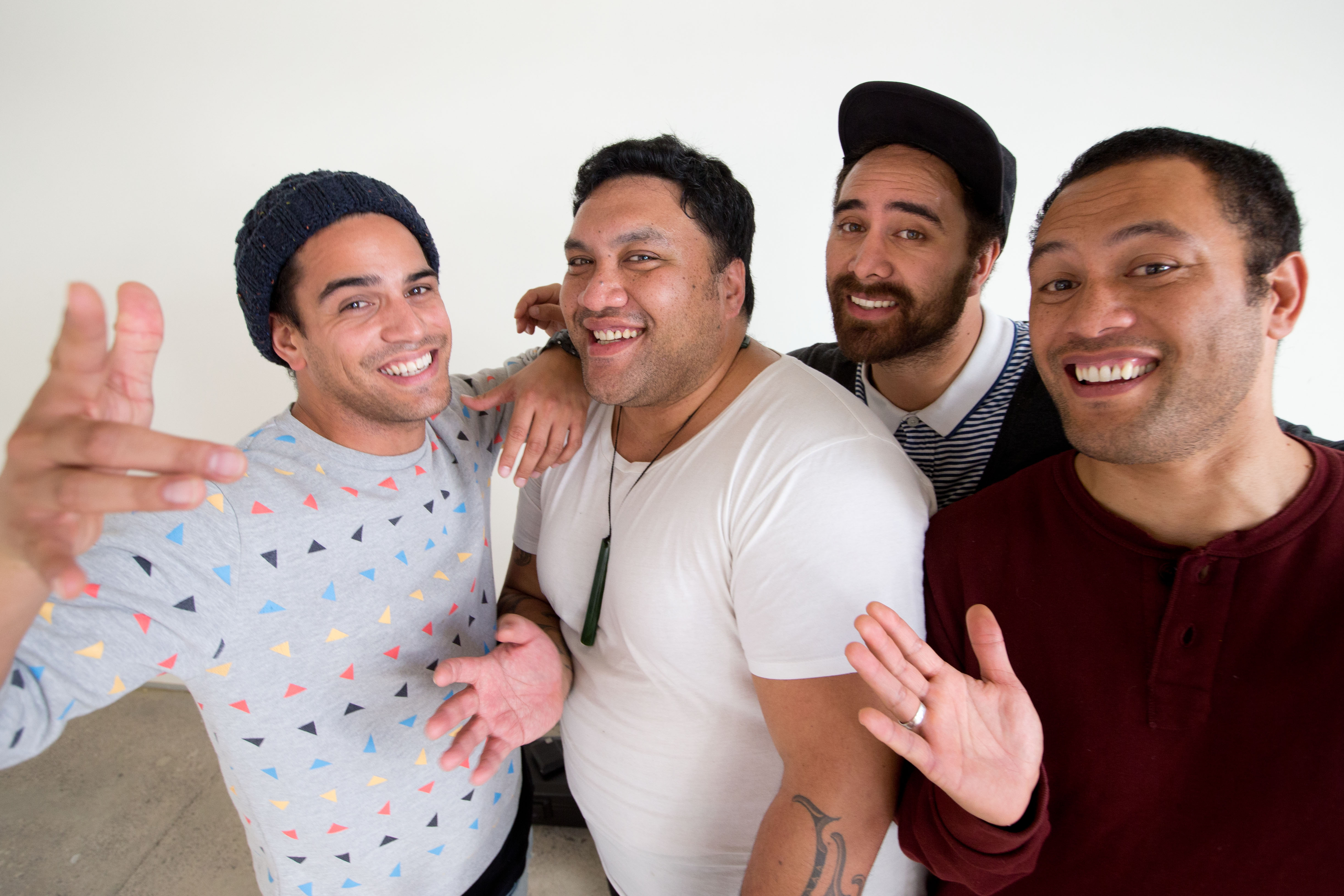 The Modern Māori Quartet: Matariki Whatarau, Maaka Pohatu, James Tito and Francis Kora. Photo / Richard Robinson.