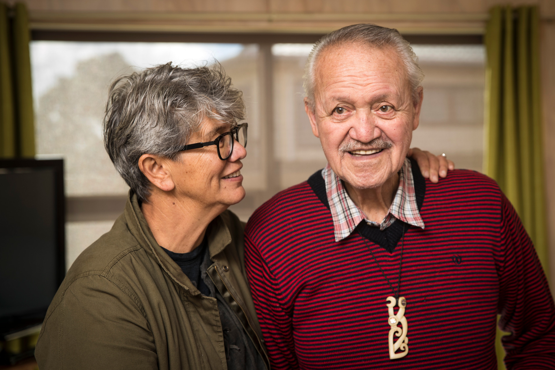 Sharon Hawke (left) and her father, Joe Hawke, who led the protest during the Bastion Pt occupation. Photo / File