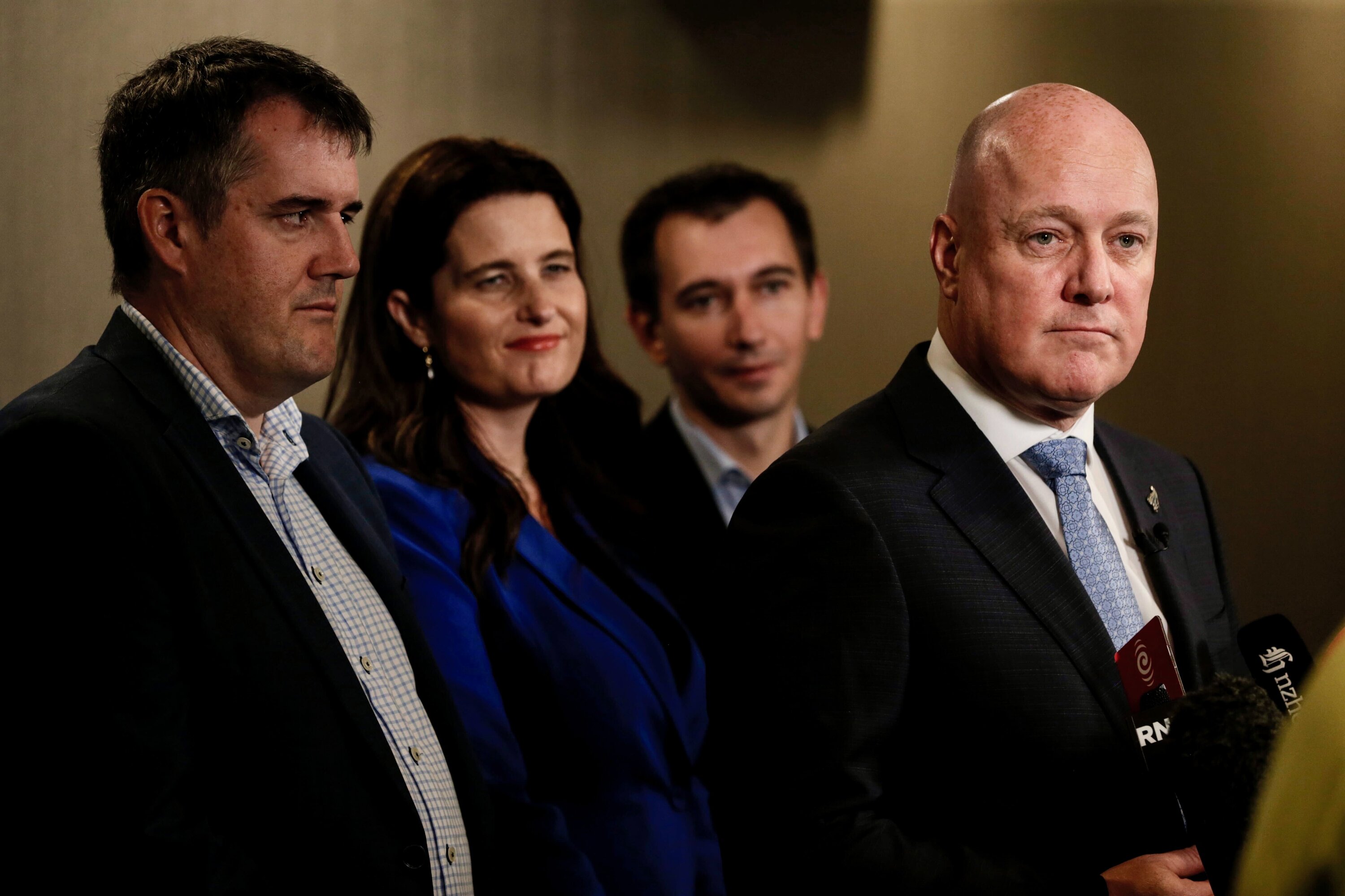 Prime Minister Christopher Luxon spoke about the conclusion of his 100-day plan in Whangārei. Photo / Alex Burton