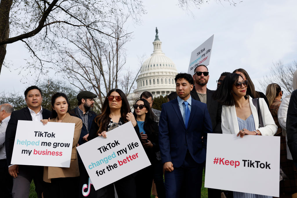Pro-TikTok protesters outside the Supreme Court last week. The app claims 170 million users in the US. Photo / Getty Images