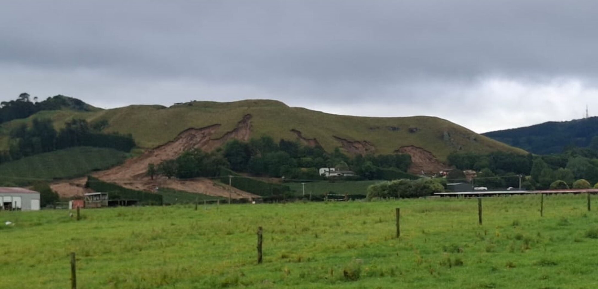 The hill in rural Pāpāmoa where a landslide happened this morning.