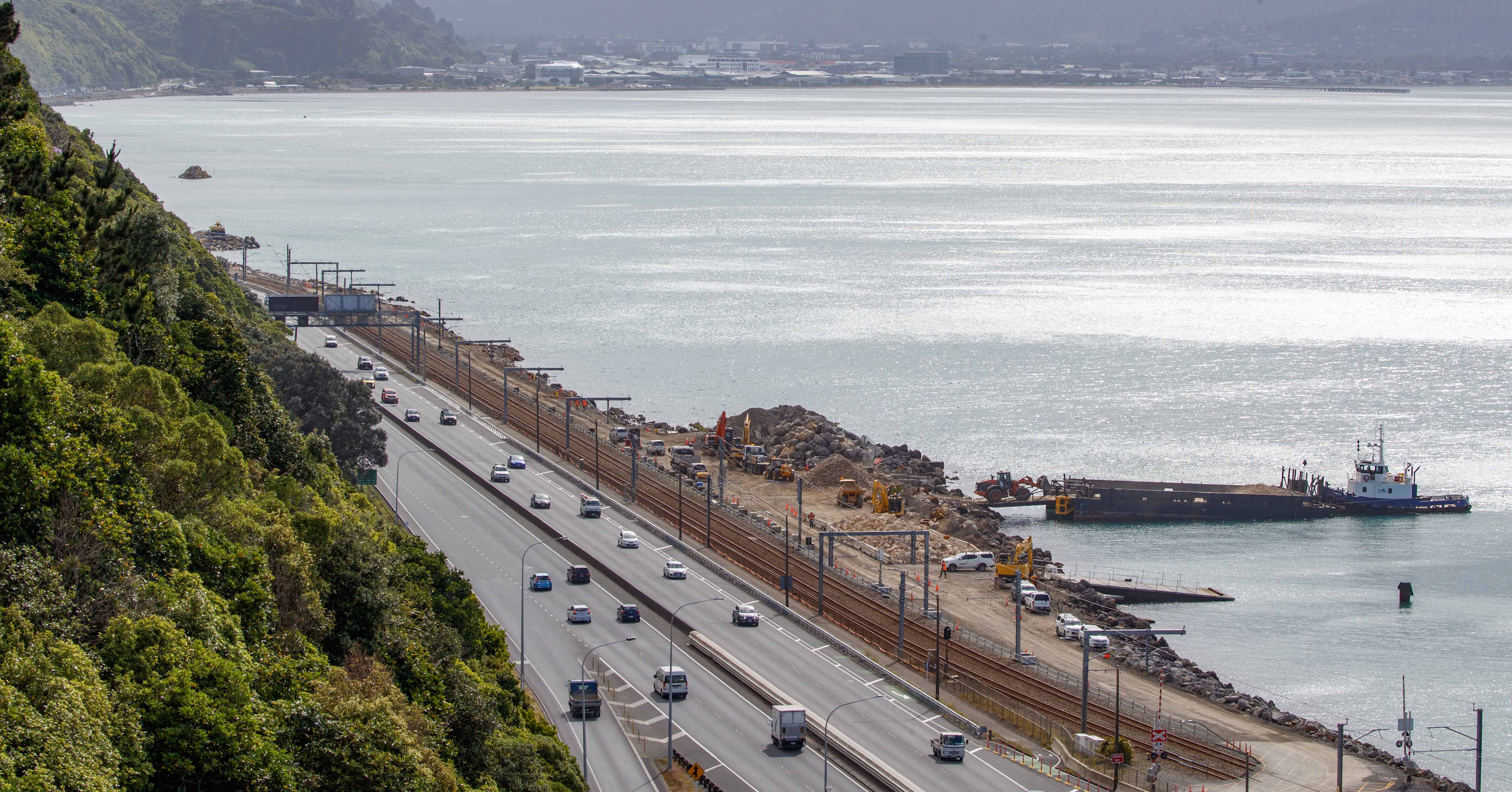 Construction underway on the Ngauranga to Petone shared cycle and walking path in 2023. Photo / Mark Mitchell 