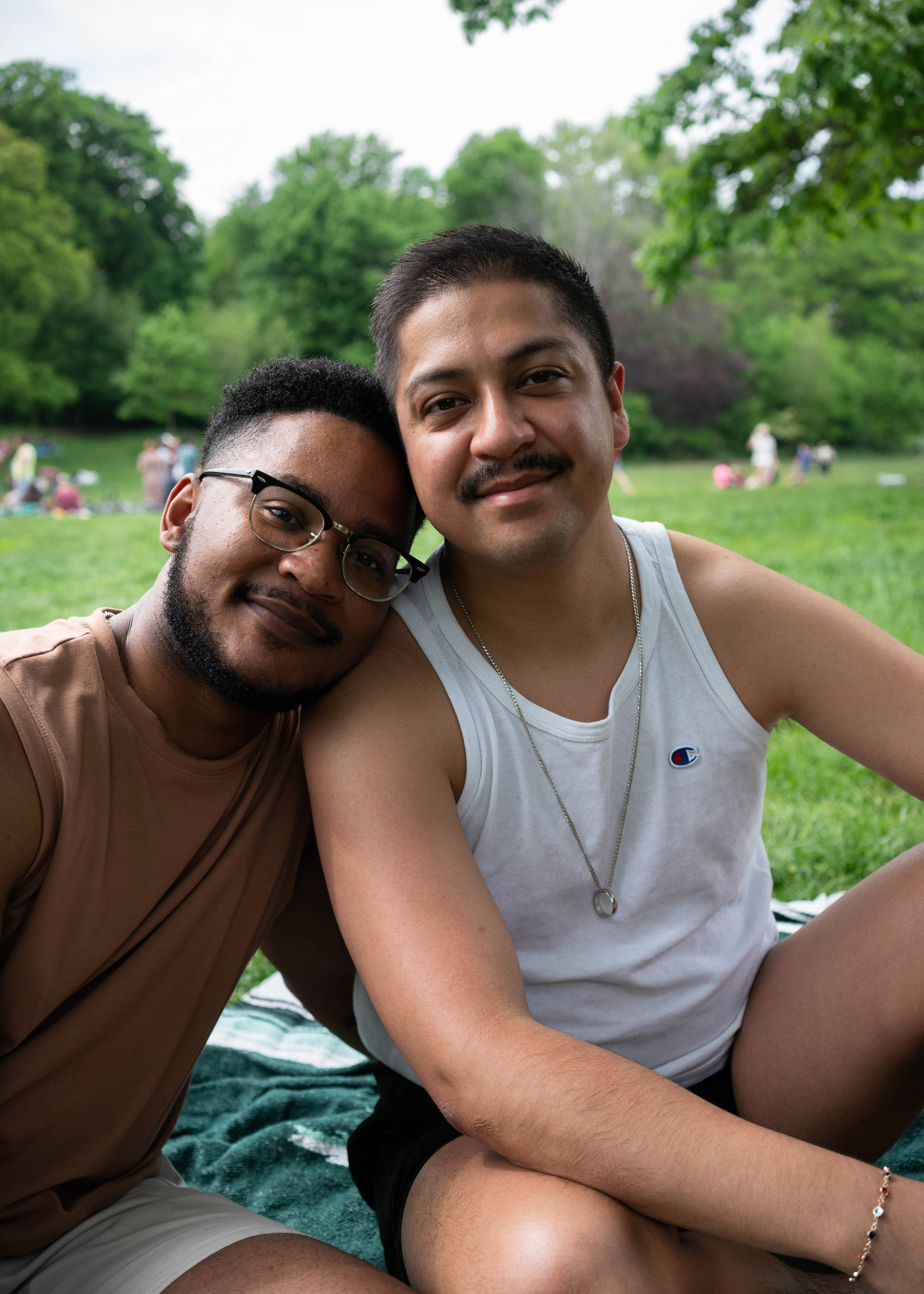 Curtis Johnson, an academic advisor, and Omar Mosqueda, an attorney, at Prospect Park in Brooklyn. Photo / Ali Cherkis, The New York Times