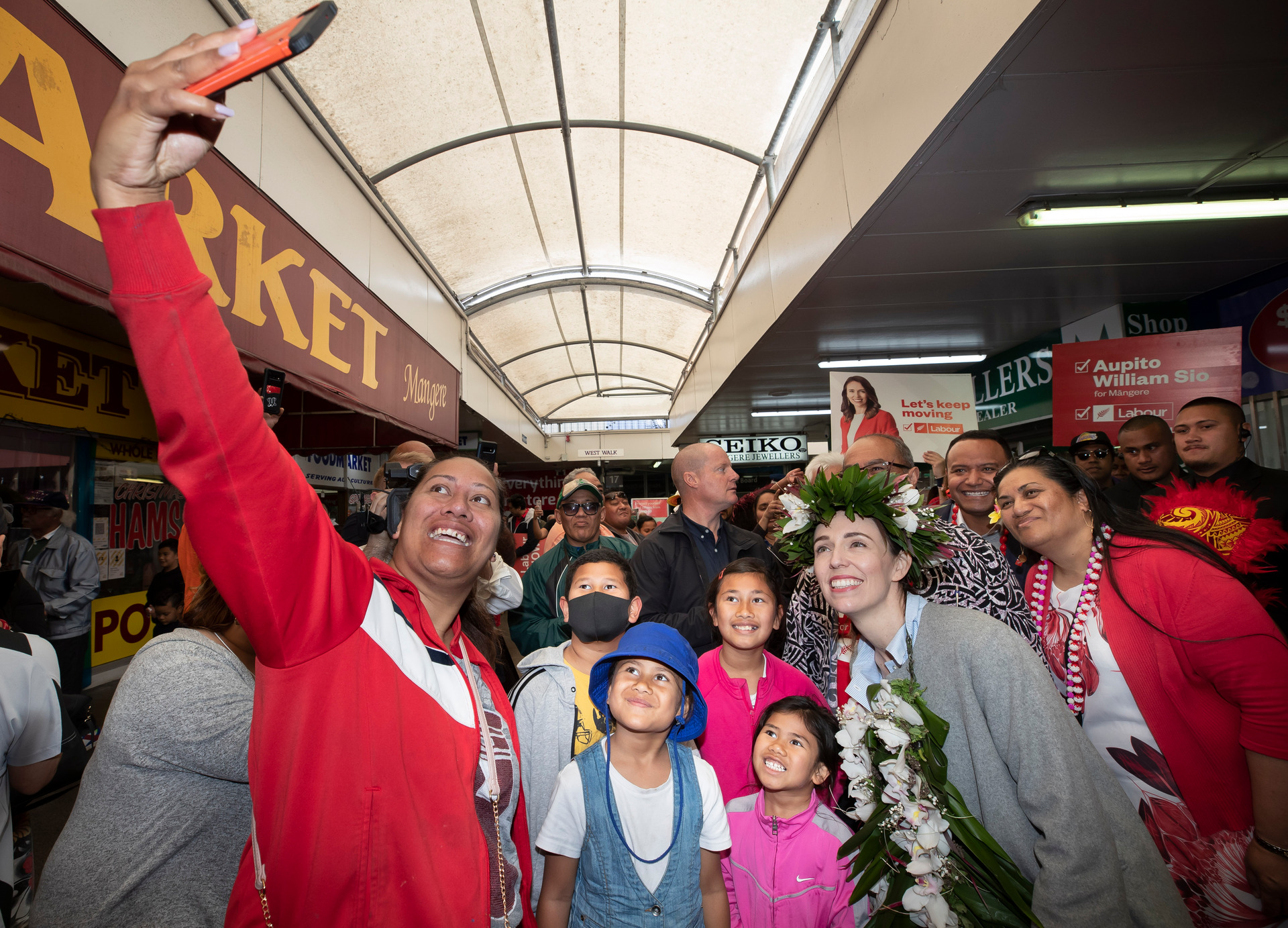 Labour leader Jacinda Ardern during her visit to Māngere Markets yesterday. Photo / Brett Phibbs 
