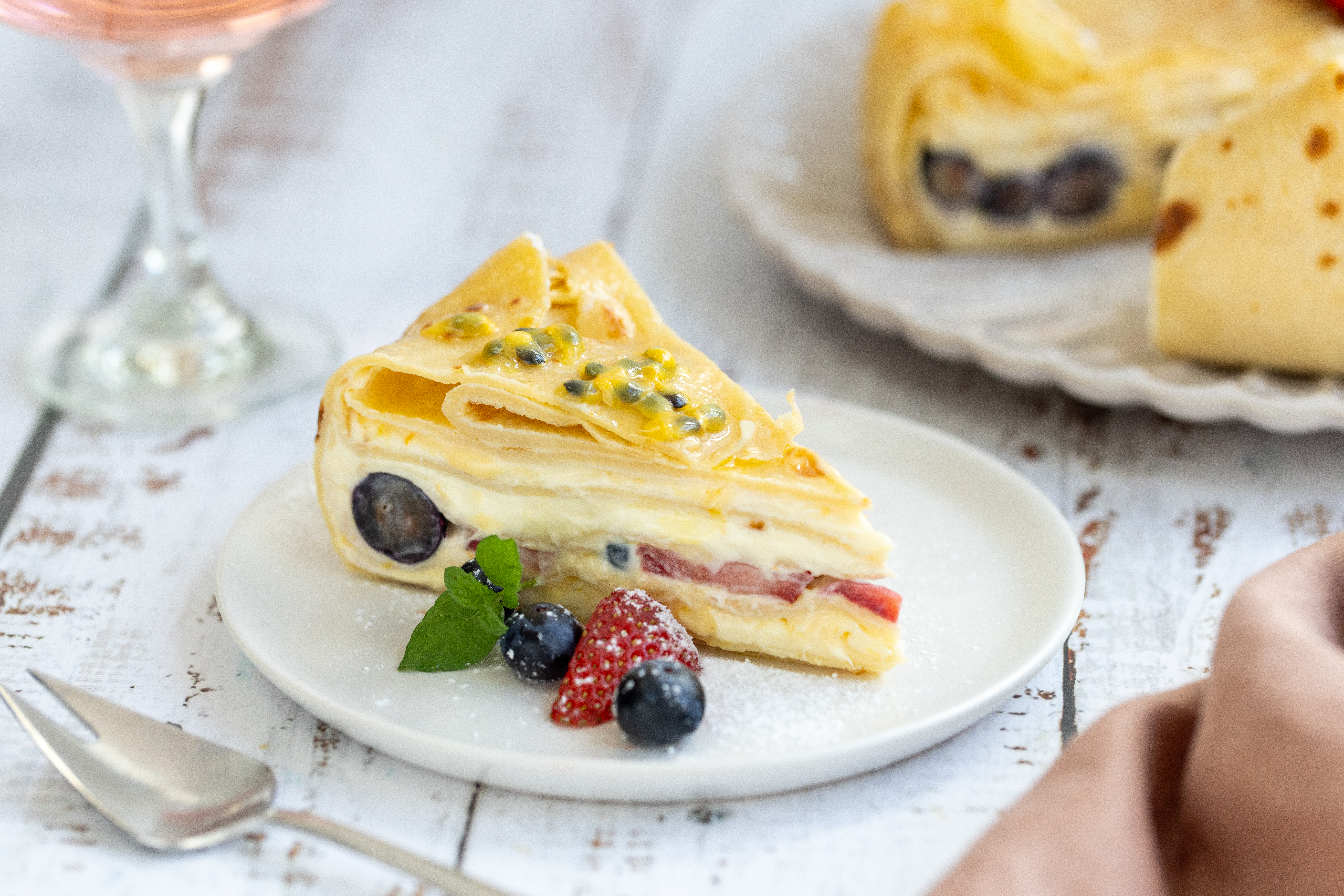 Enjoy this pancake cake for dessert or breakfast. Photo / Babiche Martens