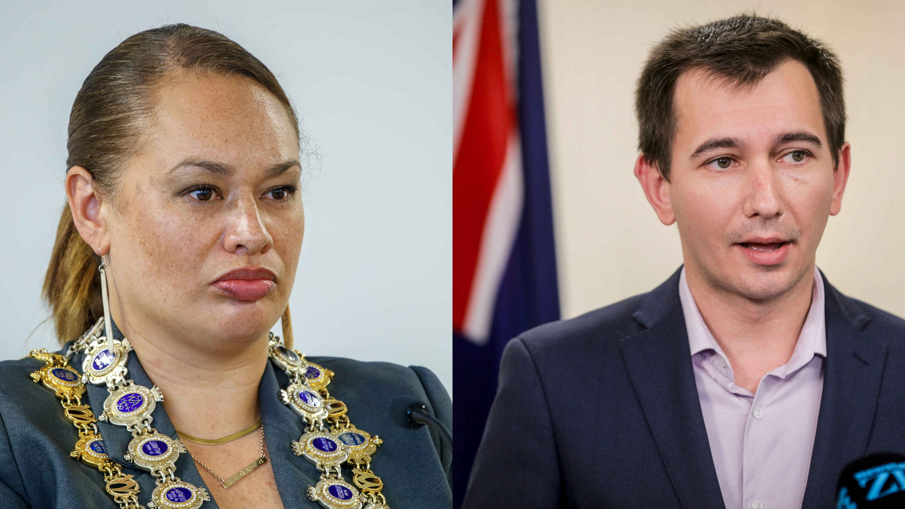Wellington Mayor Tory Whanau and Local Government Minister Simeon Brown.