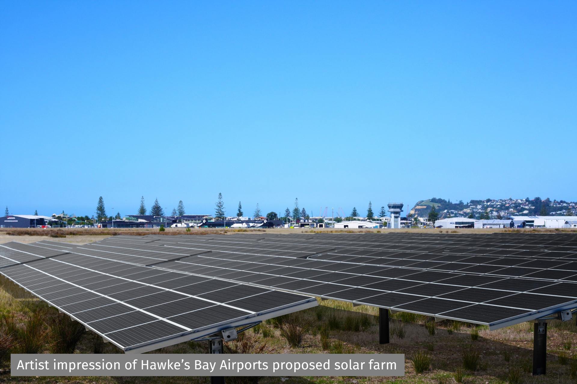 A fresh artist image of what the solar farm will look like when complete. Photo / Supplied