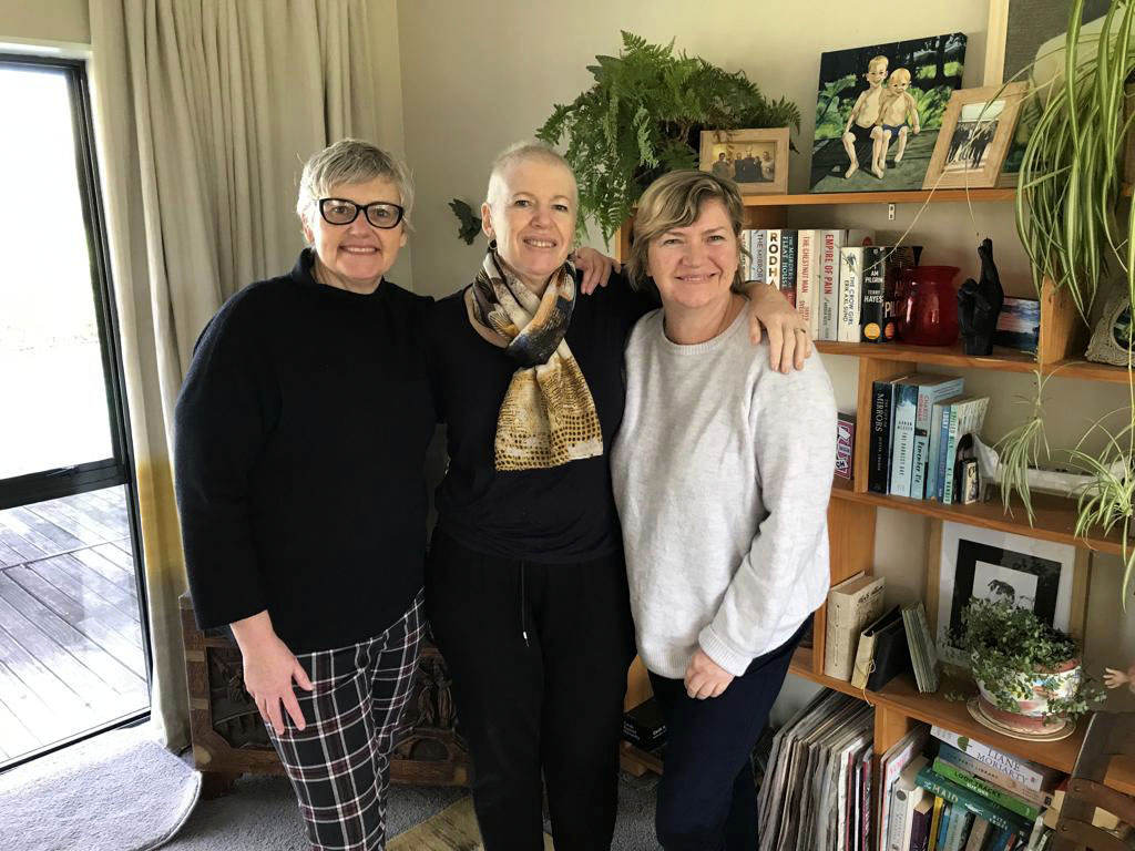 Kim Lannon with her two oldest friends who set up a Givealittle page, Denise Chandler, left, and Karyn O’Connor. Photo / Kim Lannon Familly Collection