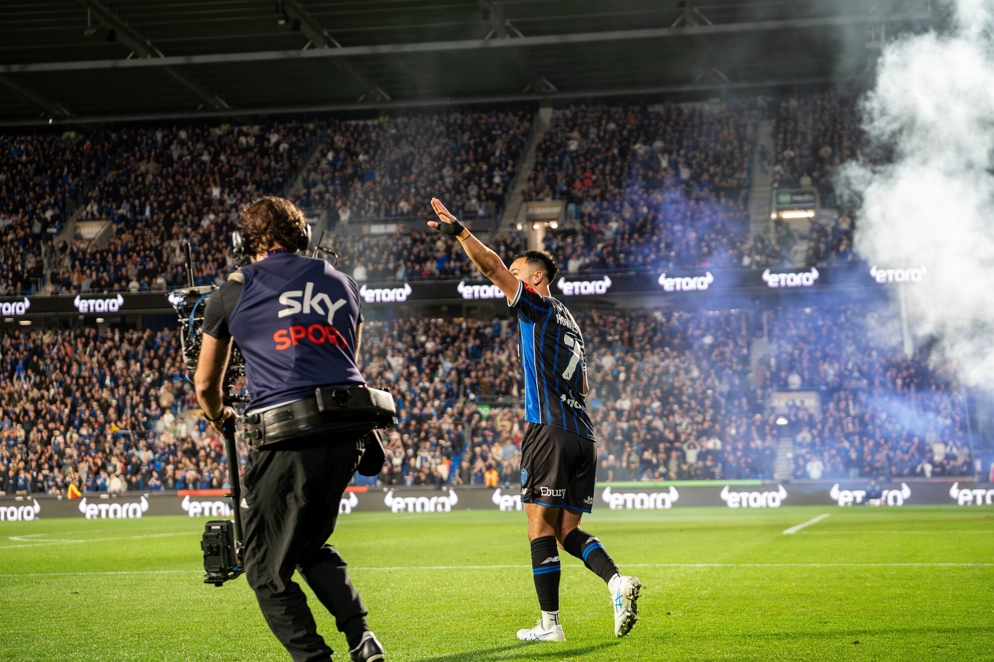 Auckland FC's Cam Howieson celebrates during the grand final against Sydney FC at GO Media Stadium in Auckland last month. Photo / Alyse Wright 