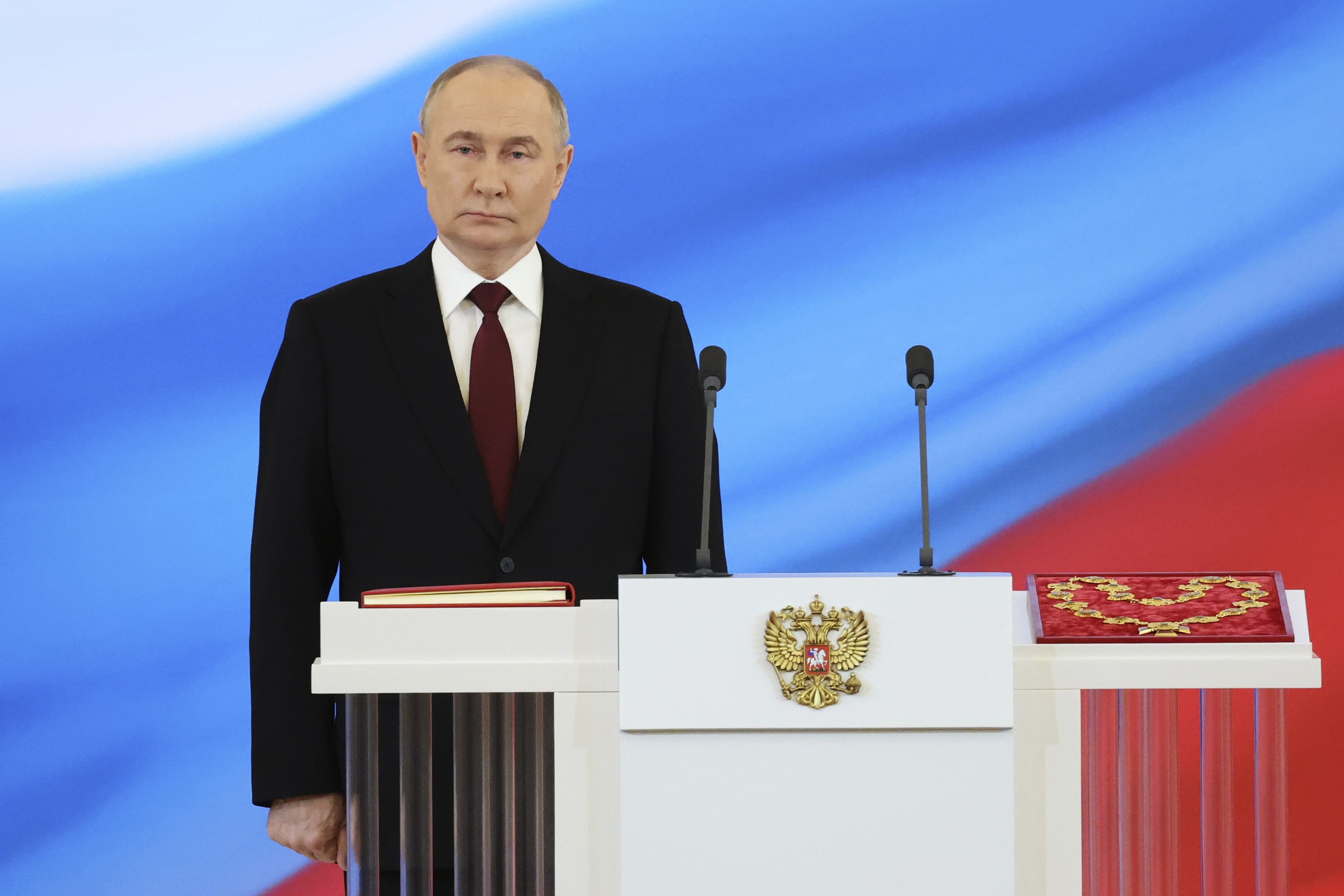 Vladimir Putin at his inauguration ceremony as Russian President in the Grand Kremlin Palace in Moscow, Russia. Photo / AP