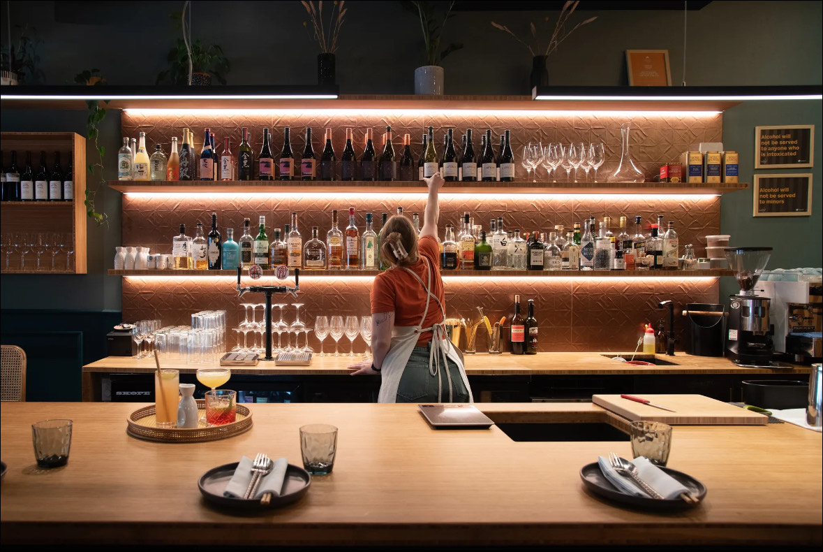 The bar at Koji, Wellington. Photo / Luke Owen Smith