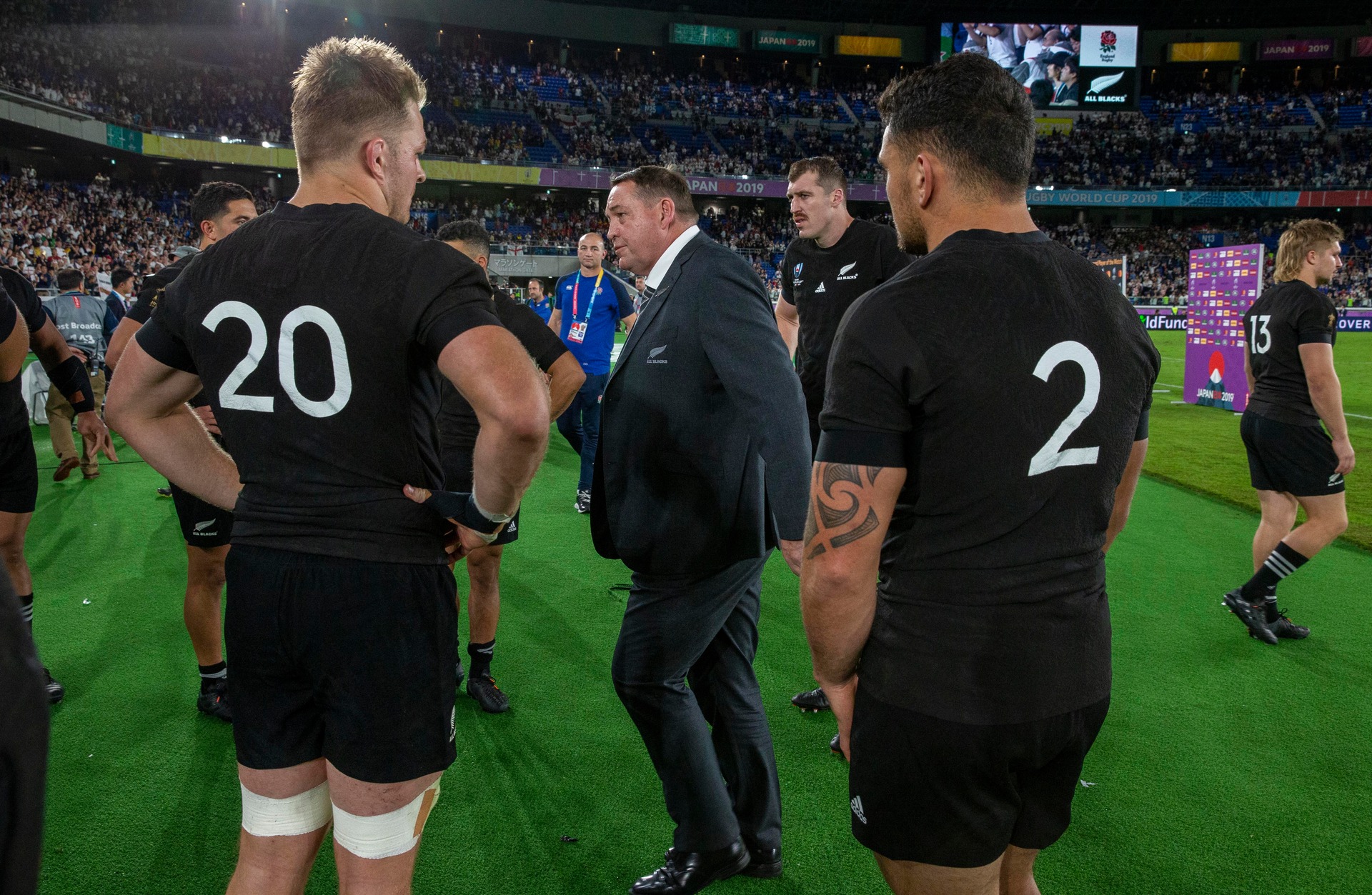 All Blacks coach Steve Hansen leaving the pitch after losing to England in the Rugby World Cup semi-final match. Photo / Getty