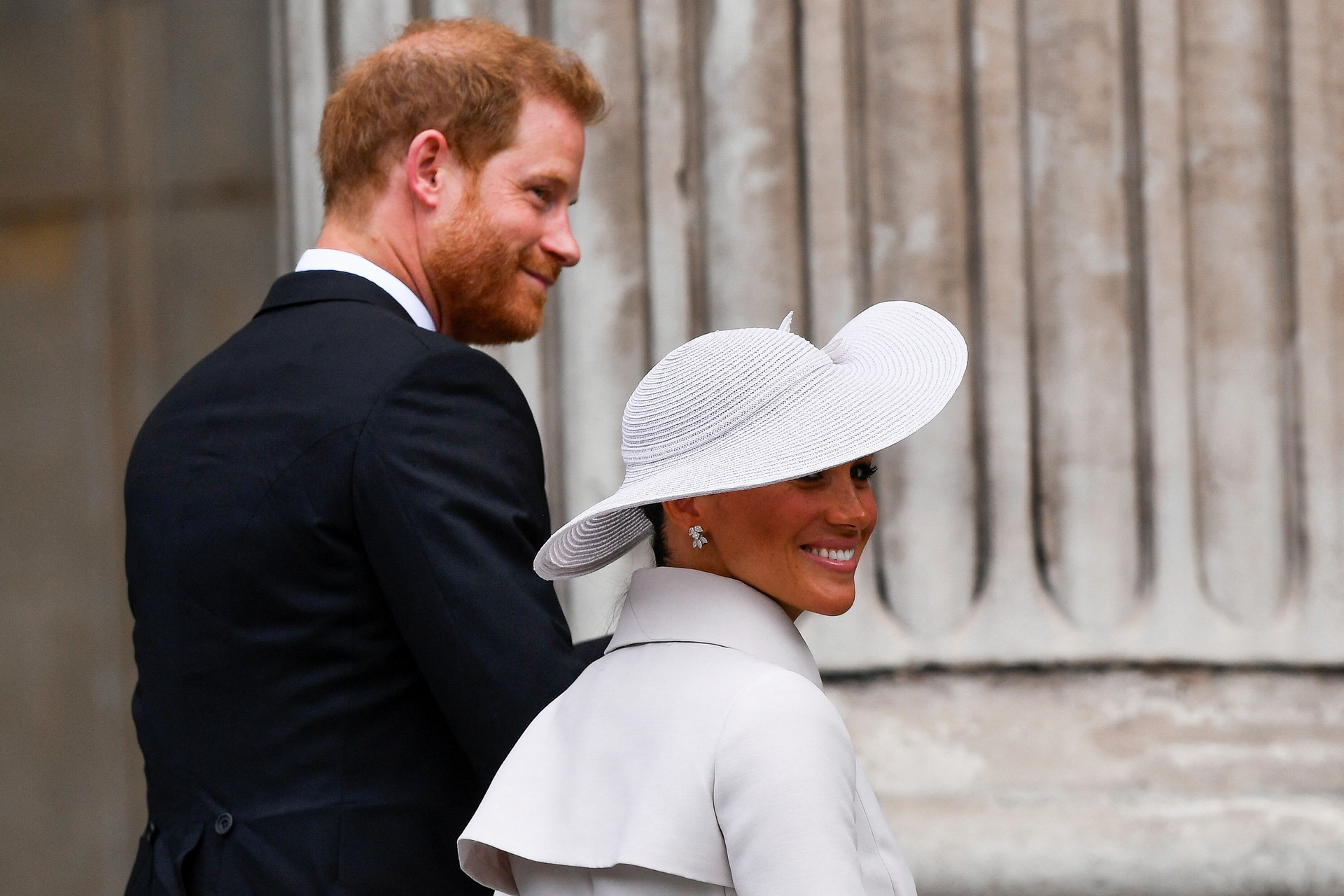 Prince Harry and Meghan, Duchess of Sussex arrive for a service of thanksgiving for the reign of Queen Elizabeth II at St Paul's Cathedral in London. Photo / AP
