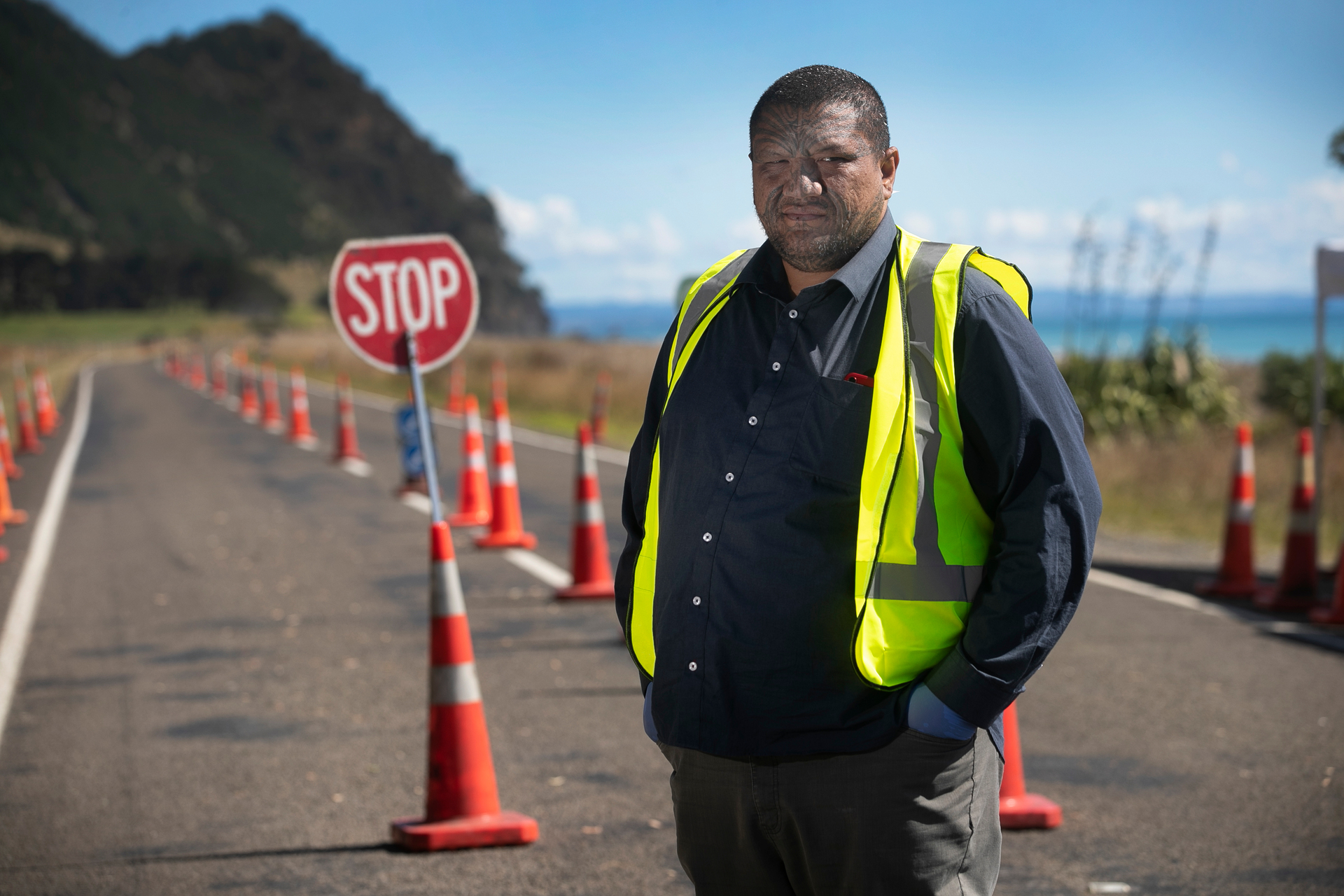 Te Whānau ā Apanui iwi leader Louis Rapihana pictured at a roadblock set during the first wave of Covid-19. Photo / Alan Gibson