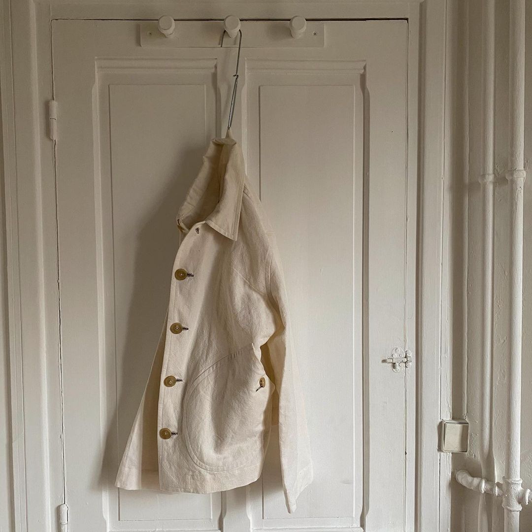 Antique linen jacket by Oliver Church with hand-sewn buttonholes. Photo / Supplied