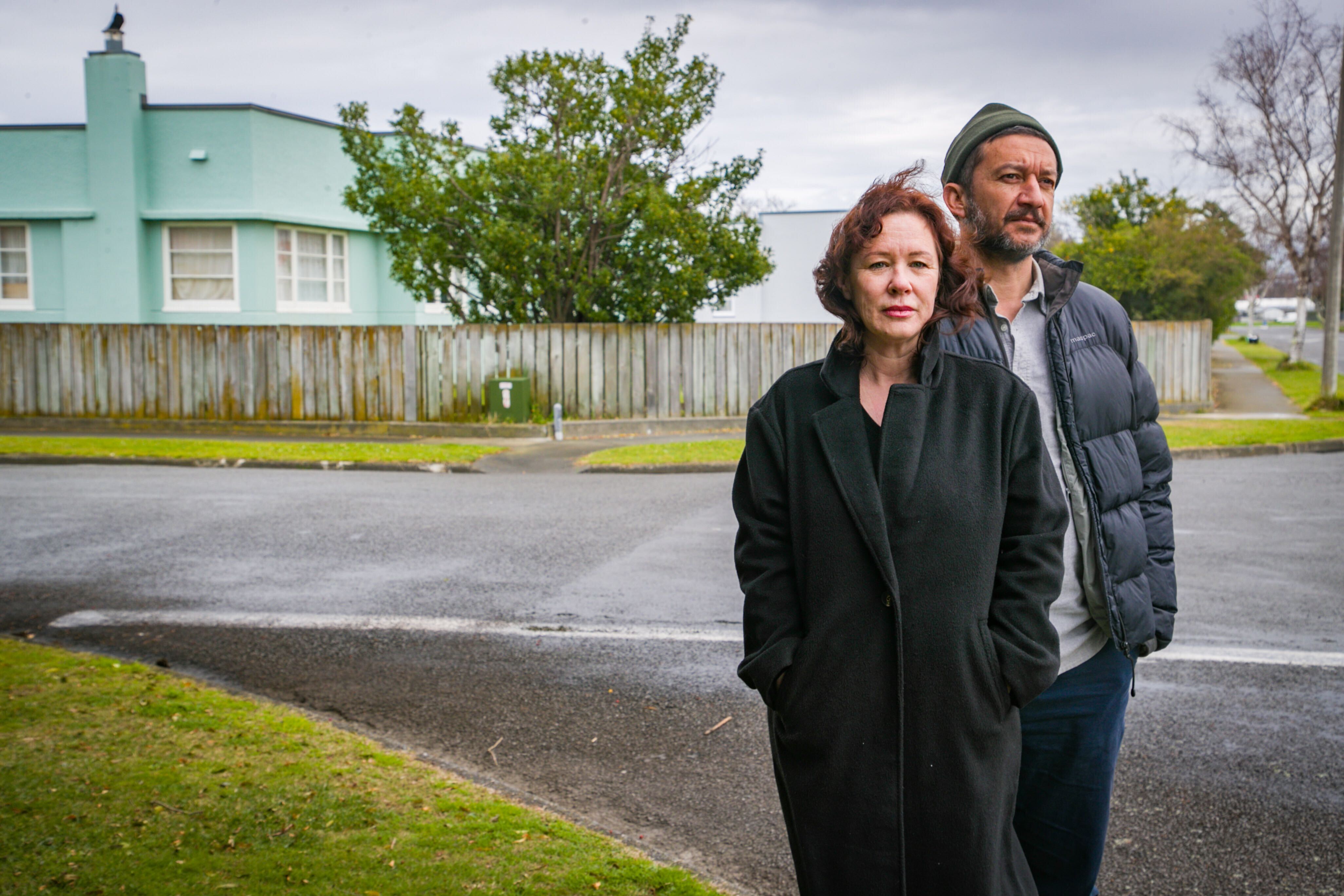 Heidi Caccipoli and partner Sean in Marewa where Kāinga Ora is planning a 14 home development. Photo / Warren Buckland