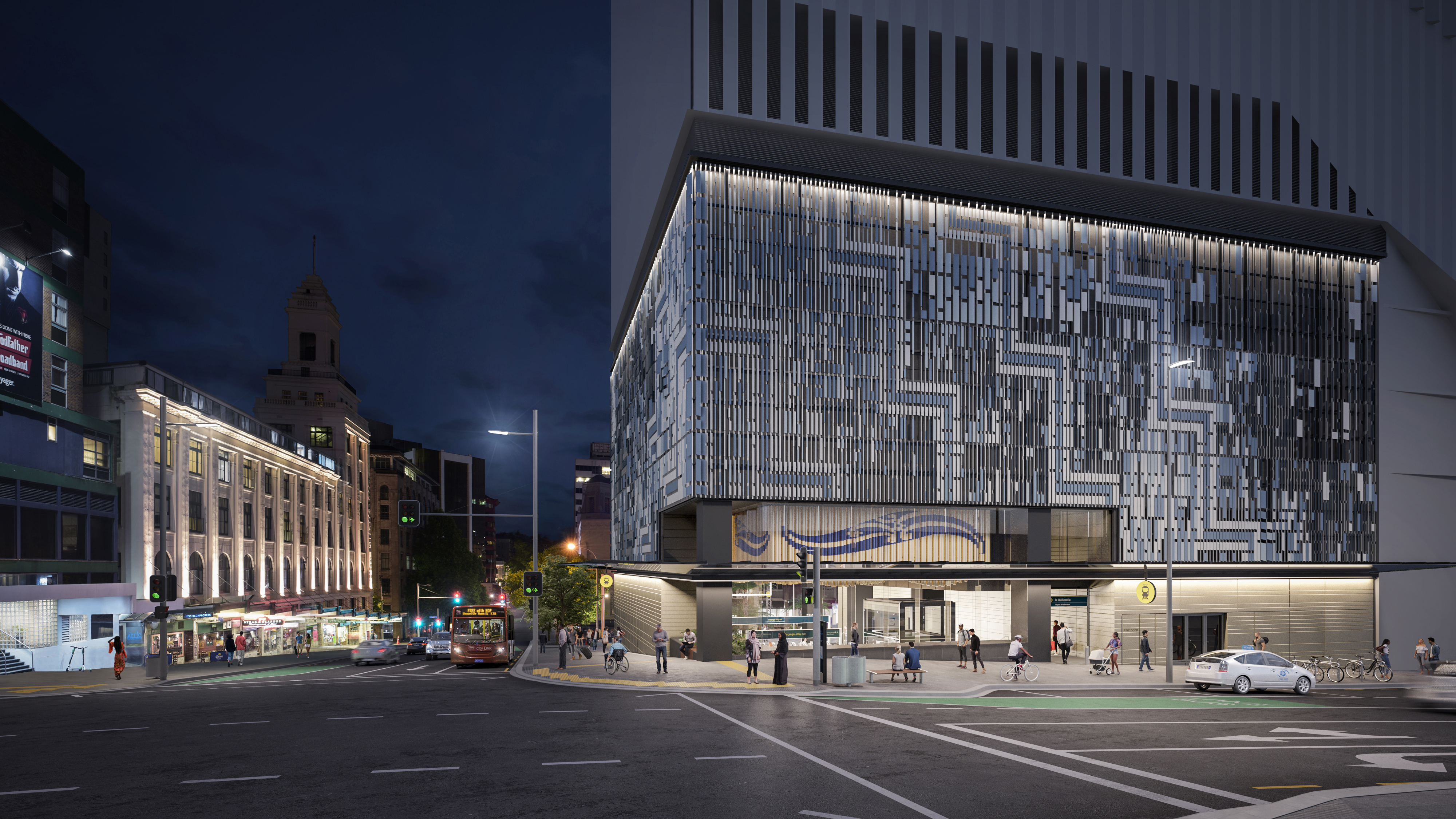 City Rail Link / CRL station Te Waihorotiu - exterior artist impression render. Photo / Supplied