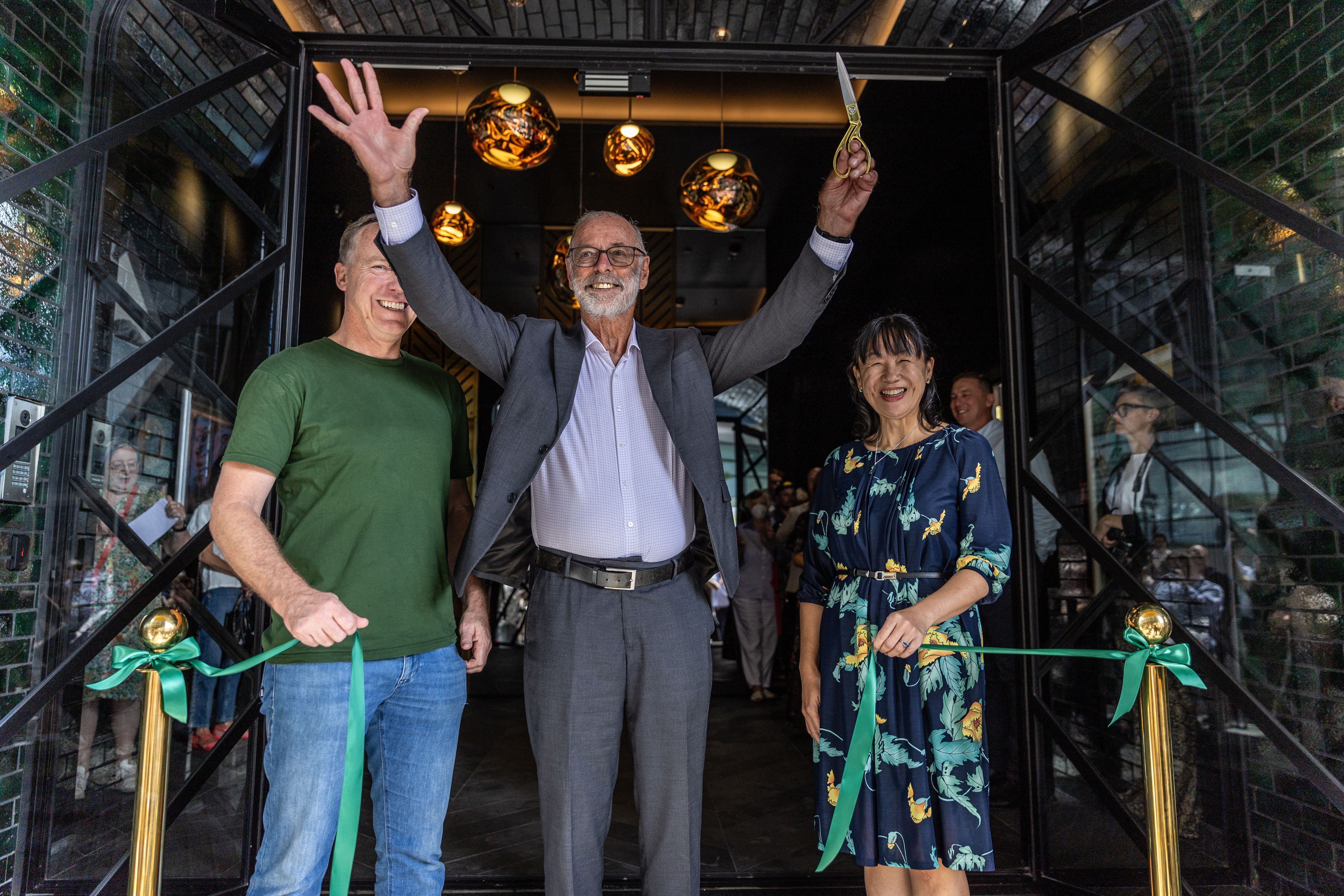 Ockham's Mark Todd, Mayor Wayne Brown and Ockham architect Tania Wong at The Greenhouse opening, Ponsonby, on February 15. Photo / Michael Craig