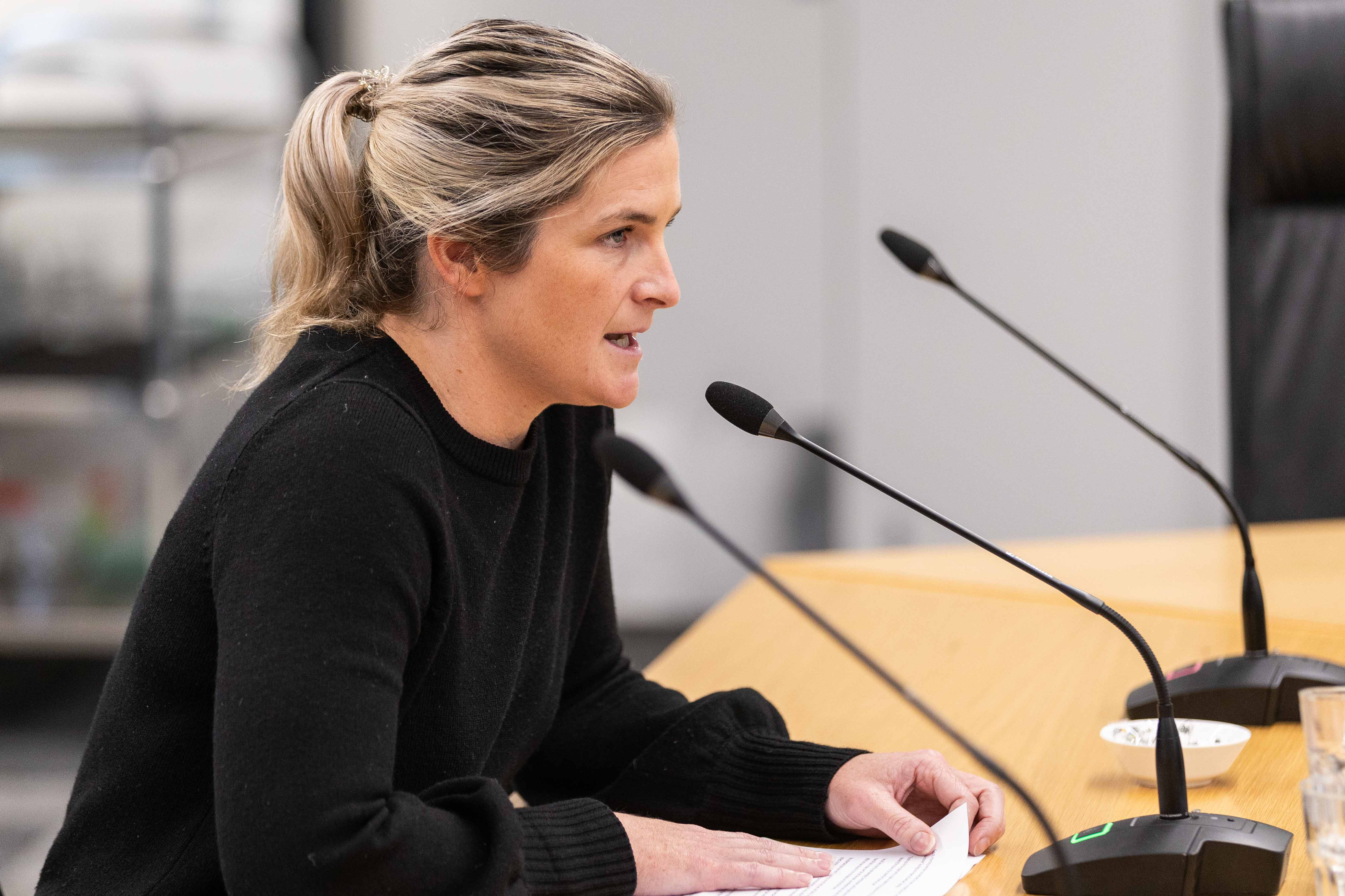 Ash Gee, chair of Mainstreet Tauranga, presents a petition to the Tauranga City Council concerning the closure of the Waterfront Car Park. Photo / Alex Cairns