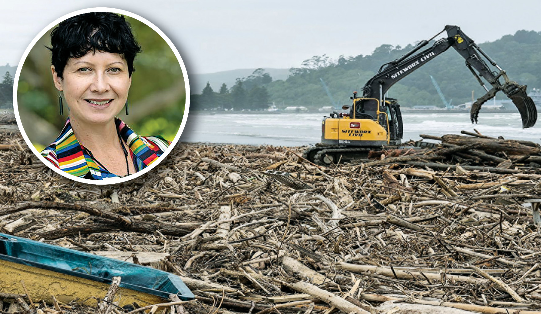 Gisborne District Council chief executive Nedine Thatcher Swann (inset) wants the Government to carefully manage the unintended consequences of greater forestry planting in its Emissions Reductions Plan. Photos / GDC / Tairāwhiti Civil Defence