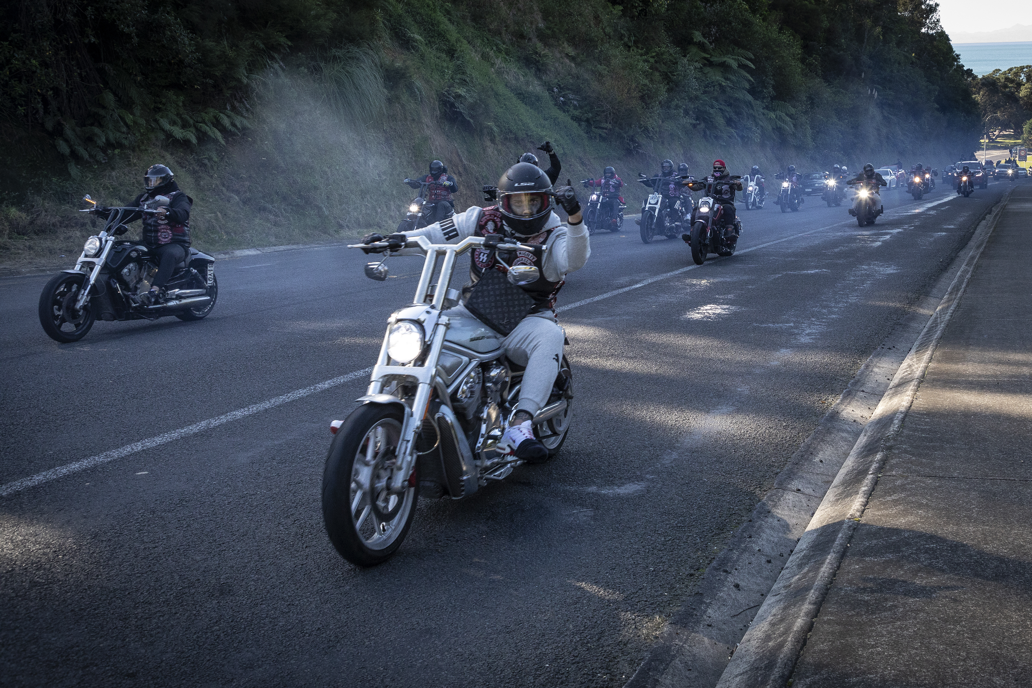 Ōpōtiki and Whakatāne were effectively shut down yesterday as Steven Taiatini’s Mongrel Mob funeral procession caused massive disruption. Photo / Andrew Warner