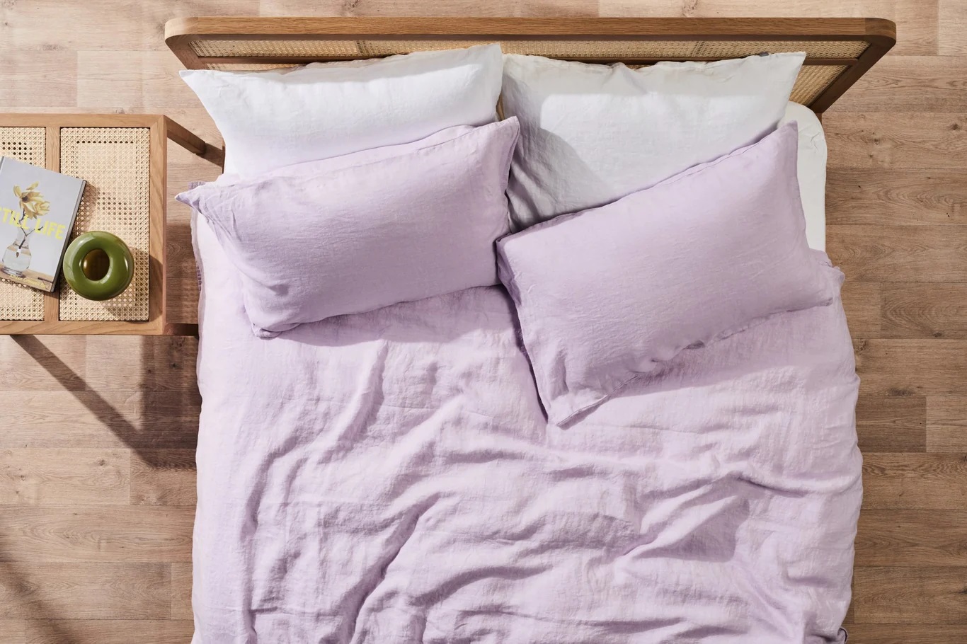 Jardan's Airo linen set in lavendar. Photo / Jardan