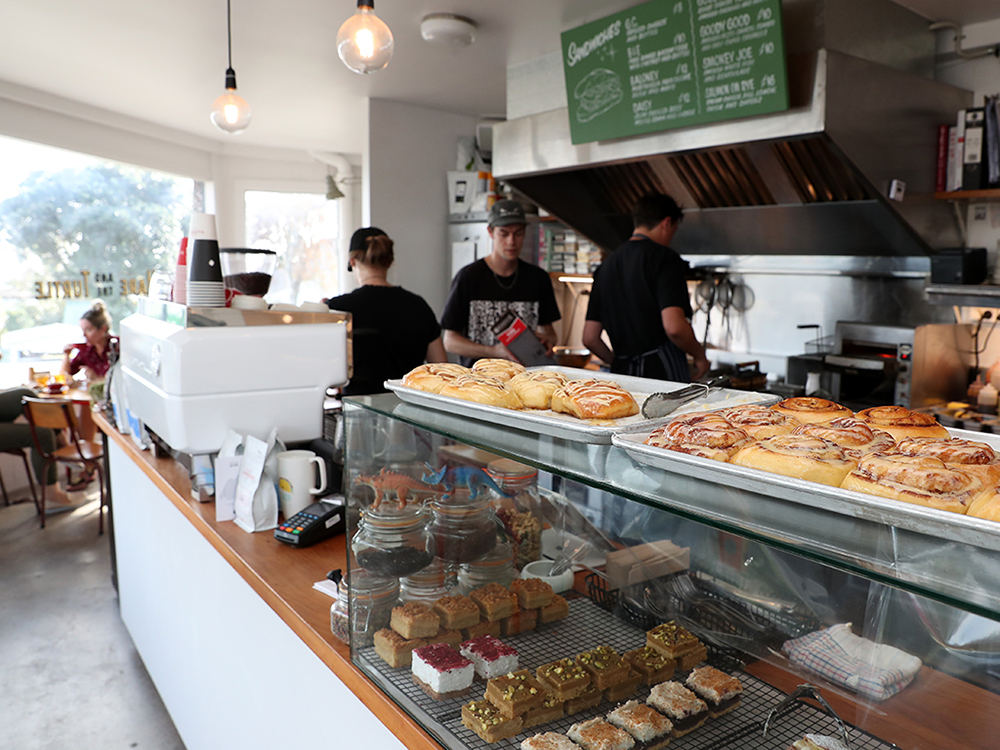 Hare and Turtle Cafe on New Windsor Rd for coffee and cabinet treats. Photo / Supplied