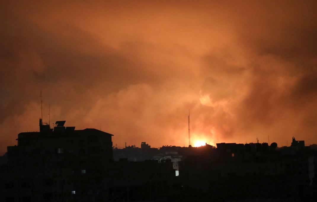 Explosions caused by Israeli airstrikes in the northern Gaza Strip. Photo / AP
