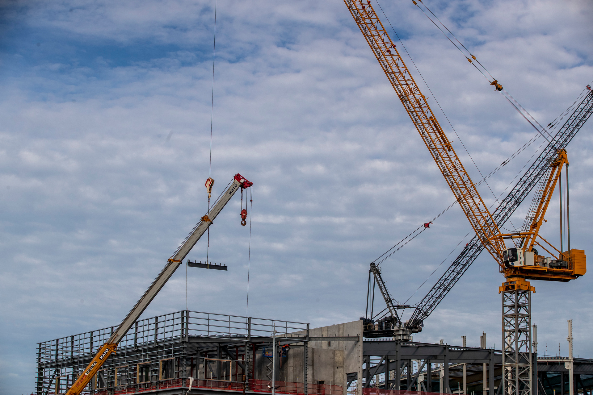 Smith's tower crane on one of the Kakano Rd sites today. Photo / Michael Craig