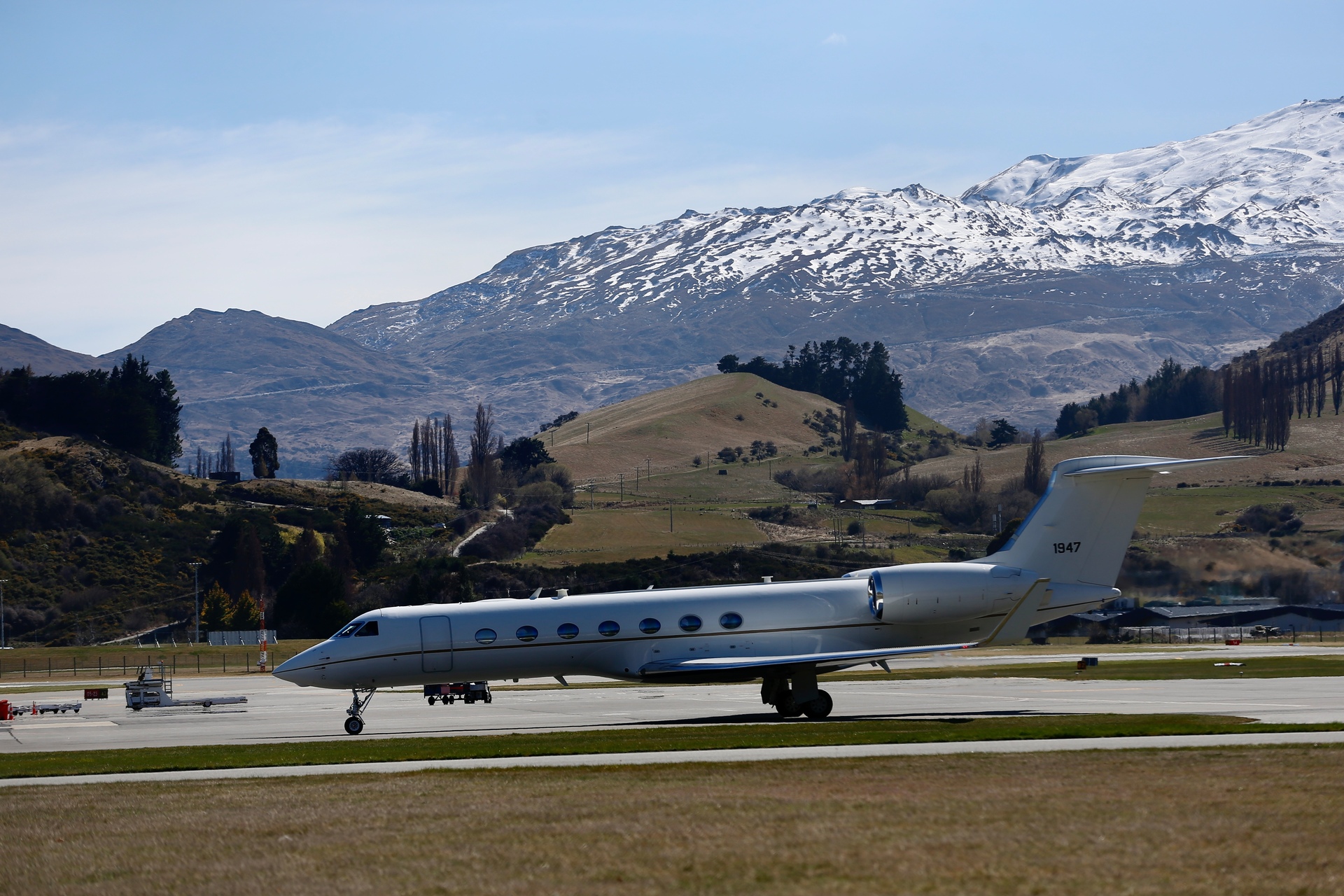 A US jet waits on the tarmac of scenic Queenstown Airport. Photo / NZME