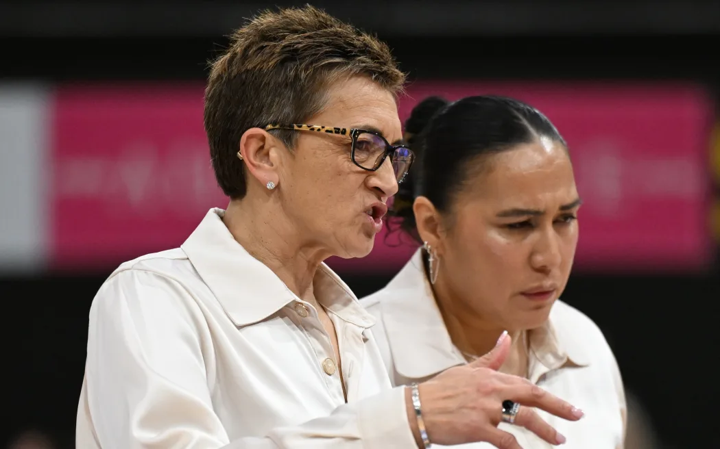 Yvette McCausland-Durie (left) and Liana Leota answered an SOS to lead the Silver Ferns for last month's home series against South Africa. They will remain as interim coaches for the rest of the year. Photo / Photosport