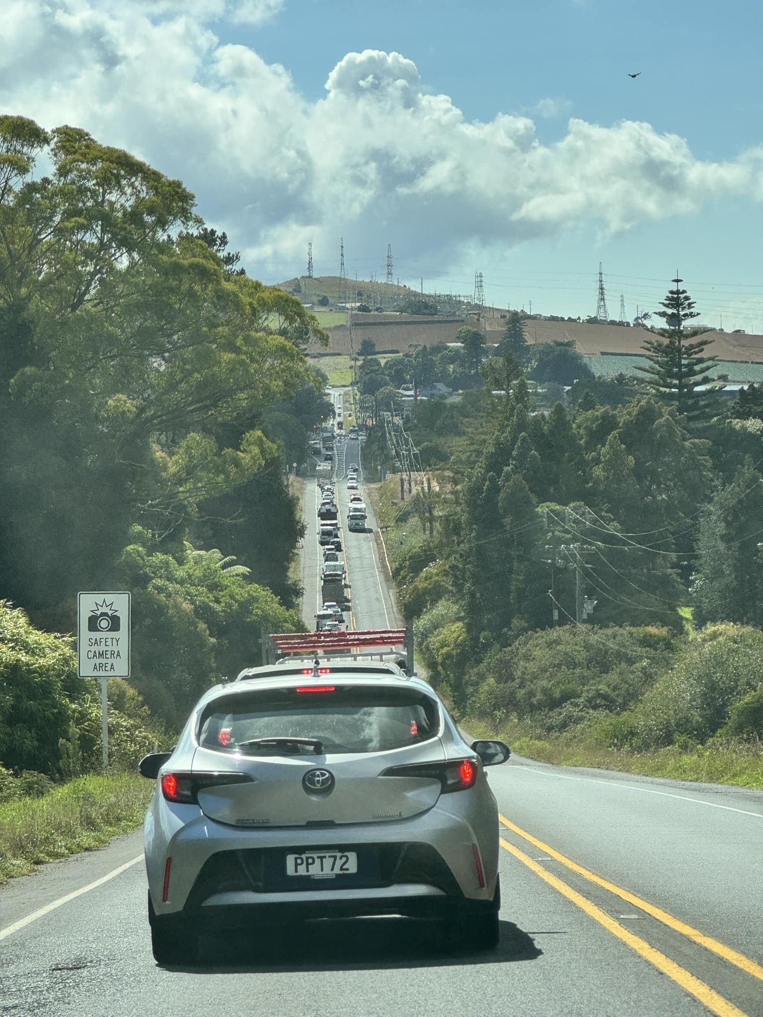 Queues on Mill Rd this morning after the lights were activated about 2am on Friday.