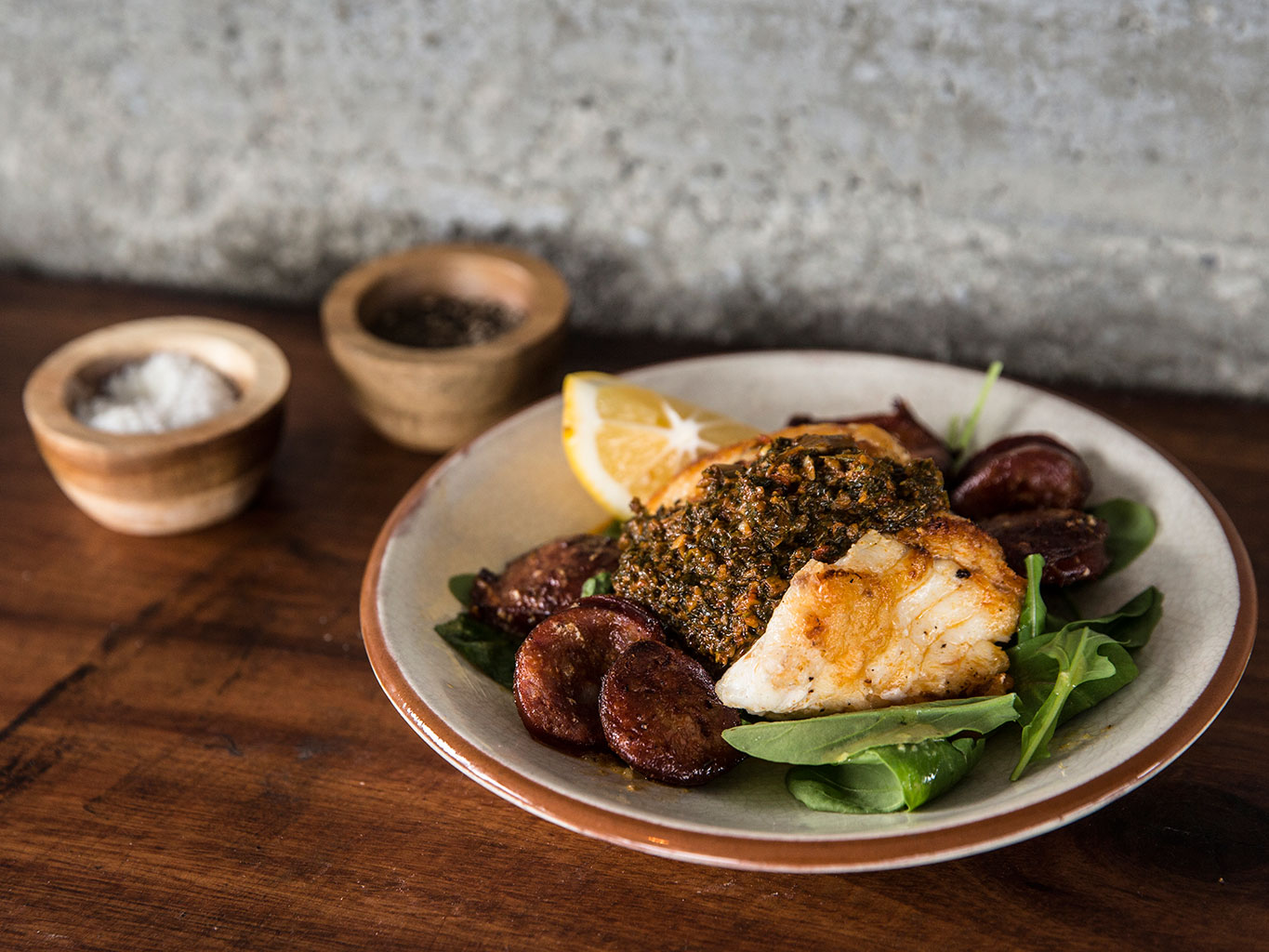 The pan-fried fish with chorizo. Picture / Guy Coombes