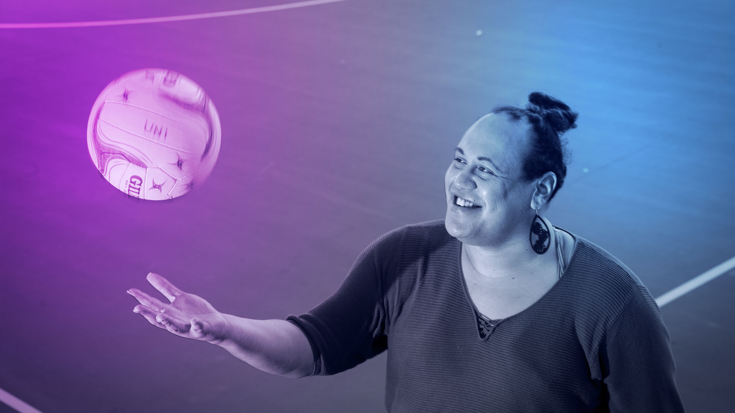 Netball coach and umpire Sarah Michelle Hansen-Vaeau. Image / Jason Oxenham, Paul Slater