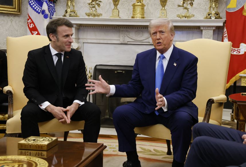 US President Donald Trump meets with French President Emmanuel Macron in the Oval Office of the White House in Washington, DC. Photo / AFP