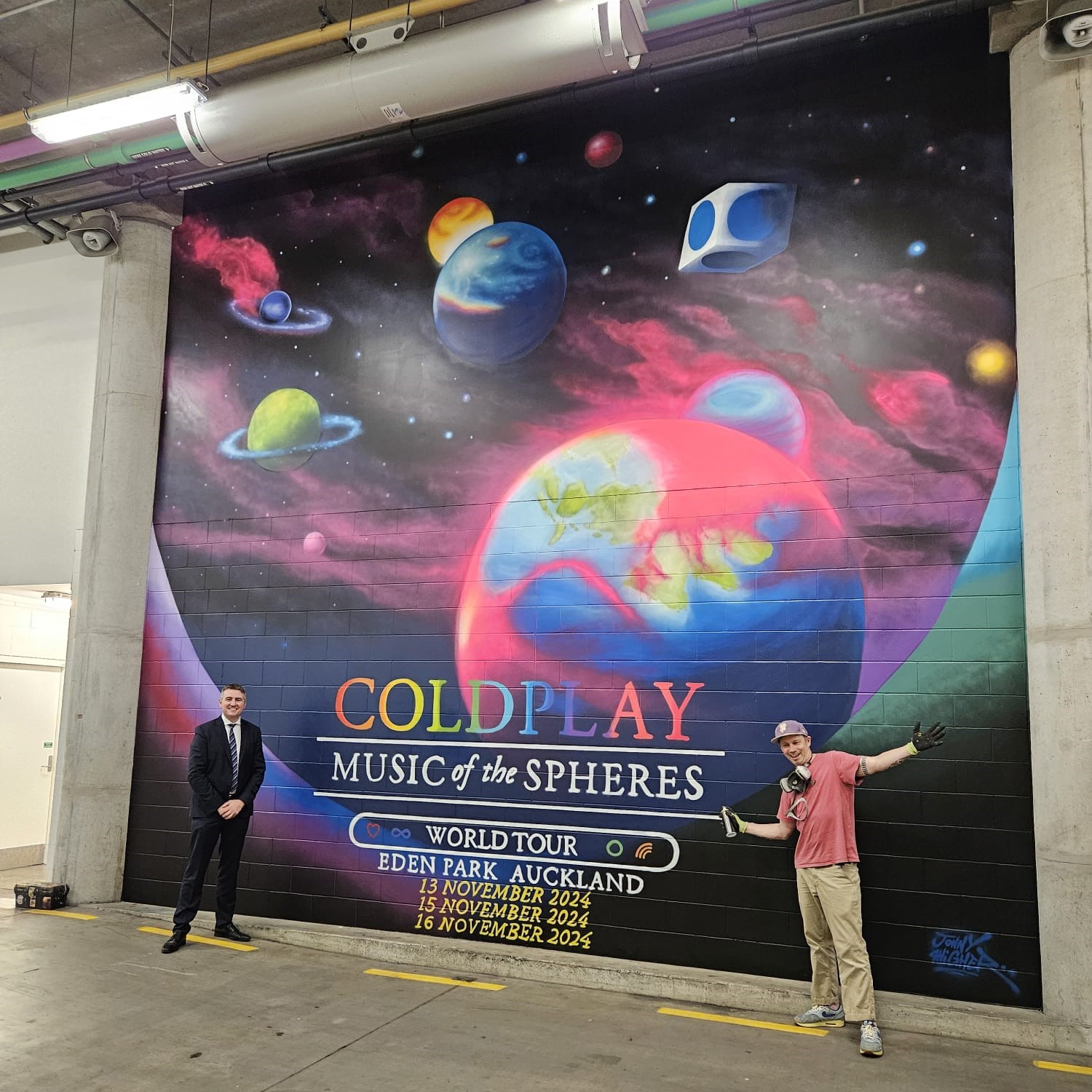 Eden Park commissioned a special mural for Coldplay's Music of the Spheres tour.