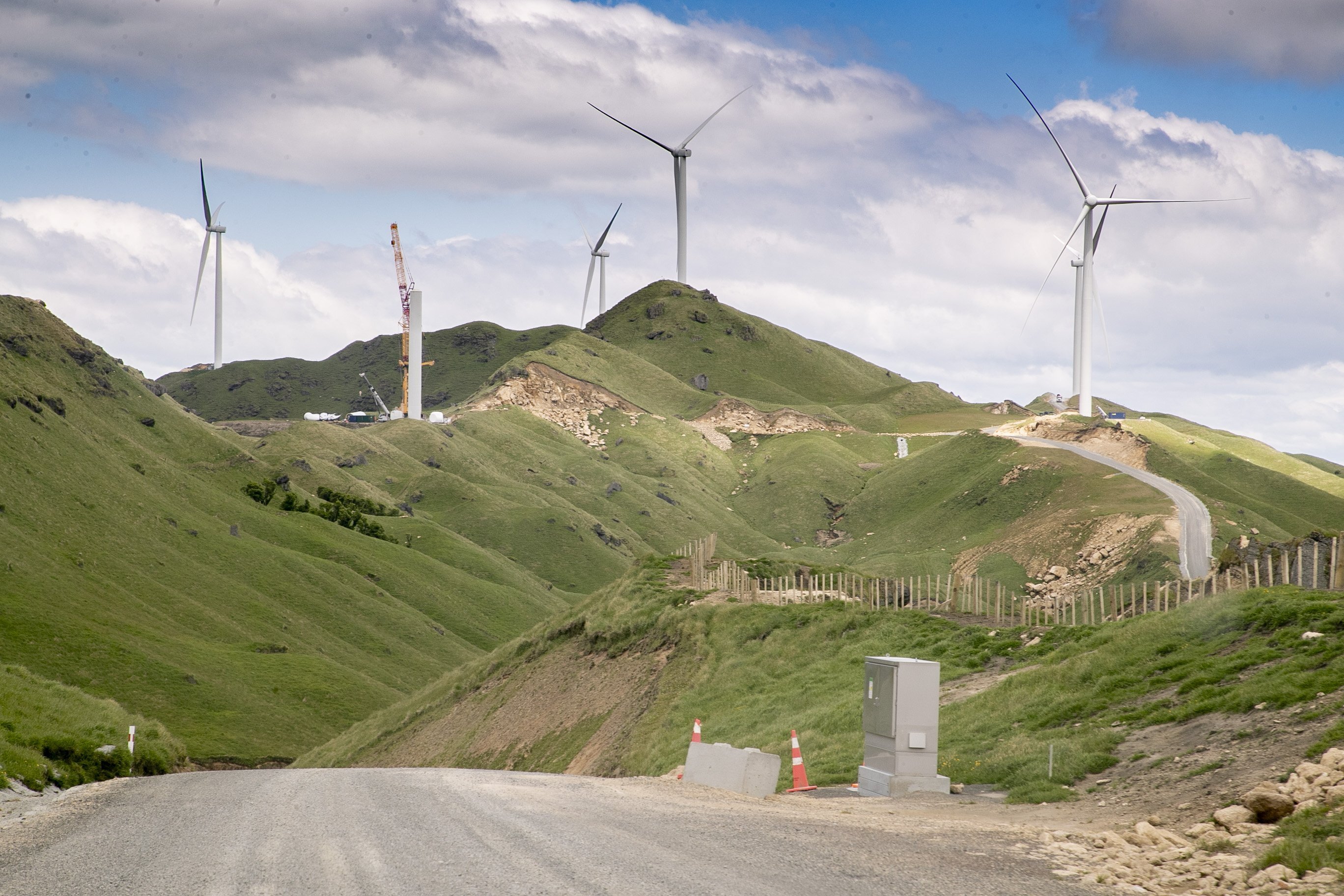 Meridian Energy’s $448 million Harapaki Wind Farm project includes the installation of 41 giant wind turbines. Photo / Warren Buckland