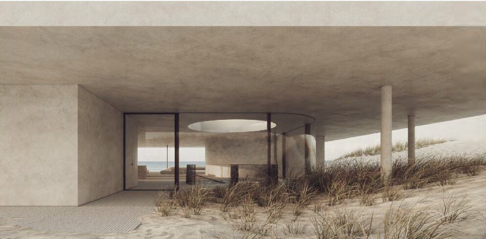 Plans for the front entry of the consented house at Te Arai, as shown in the application to Auckland Council. A Rod Drury entity won consent for this new home.