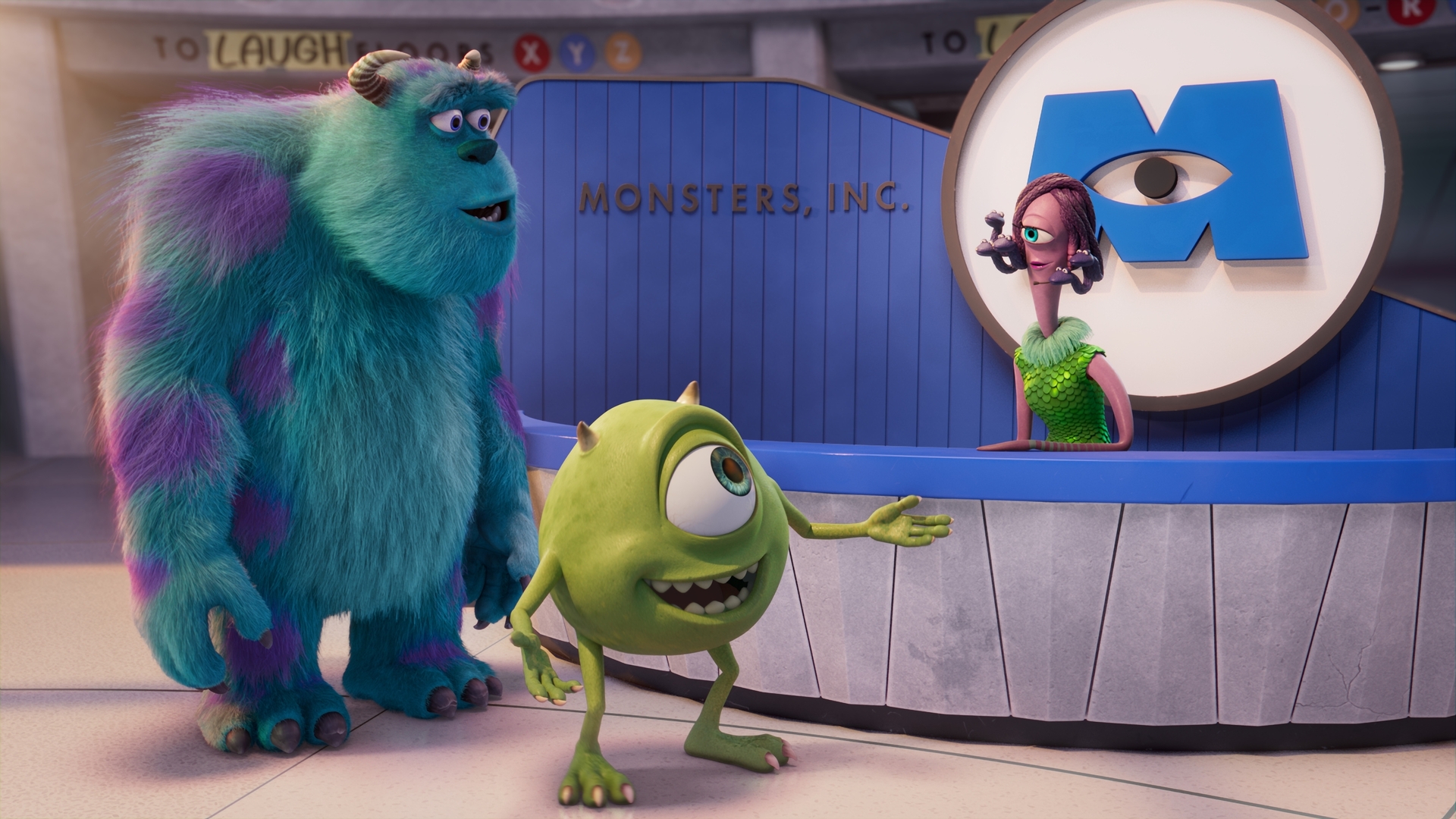 Sully (voiced by John Goodman) and Mike (voiced by Billy Crystal) return in Monsters at Work, streaming on Disney+ from Wednesday. Photo: Disney.