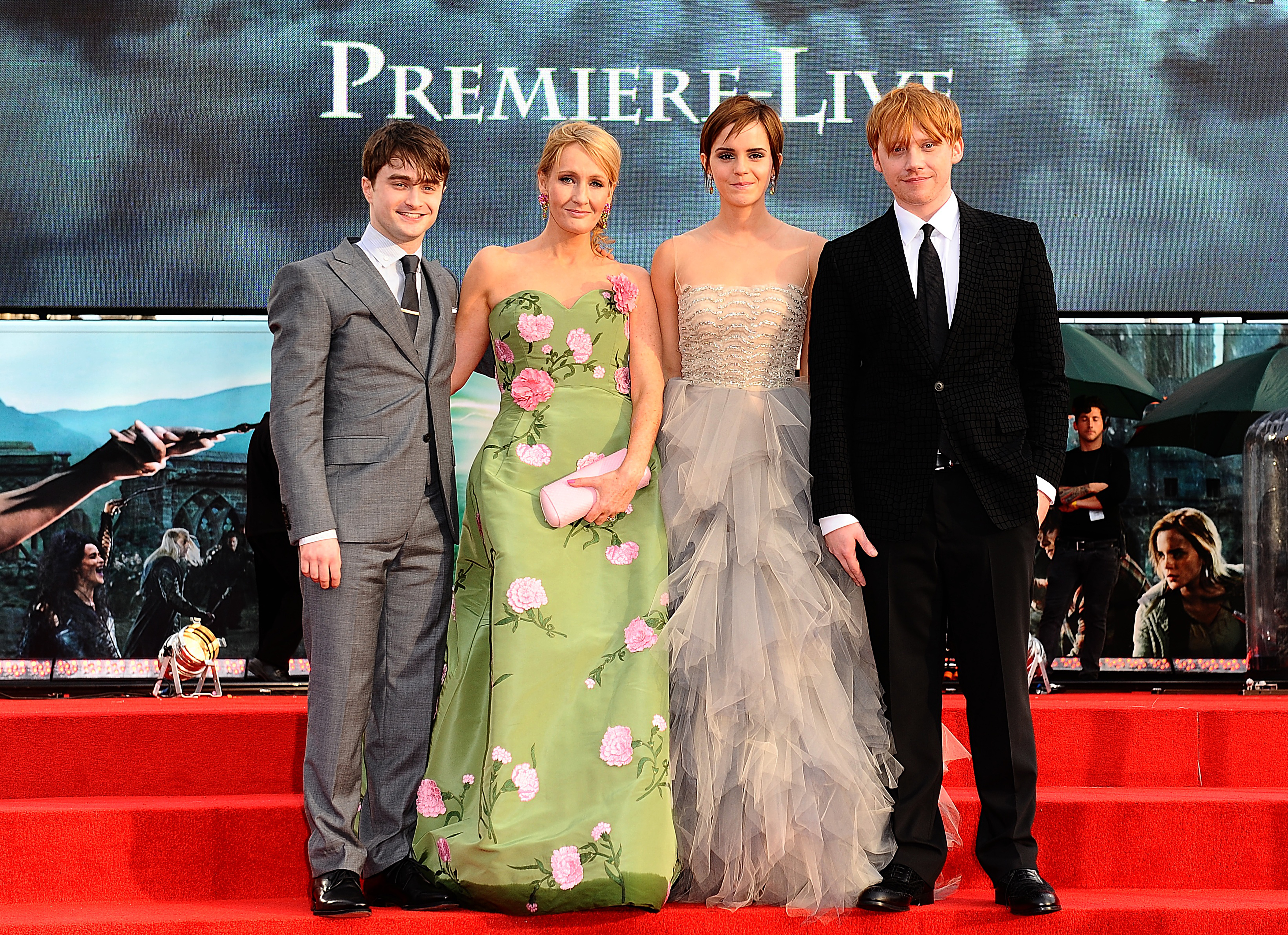 Daniel Radcliffe, JK Rowling, Emma Watson and Rupert Grint at the world premiere of Harry Potter And The Deathly Hallows: Part 2. Photo / Getty Images