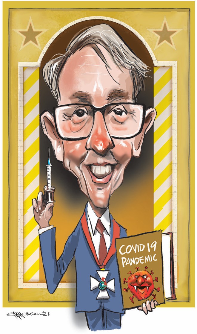Sir Ashley Bloomfield, as depicted by Rod Emmerson.