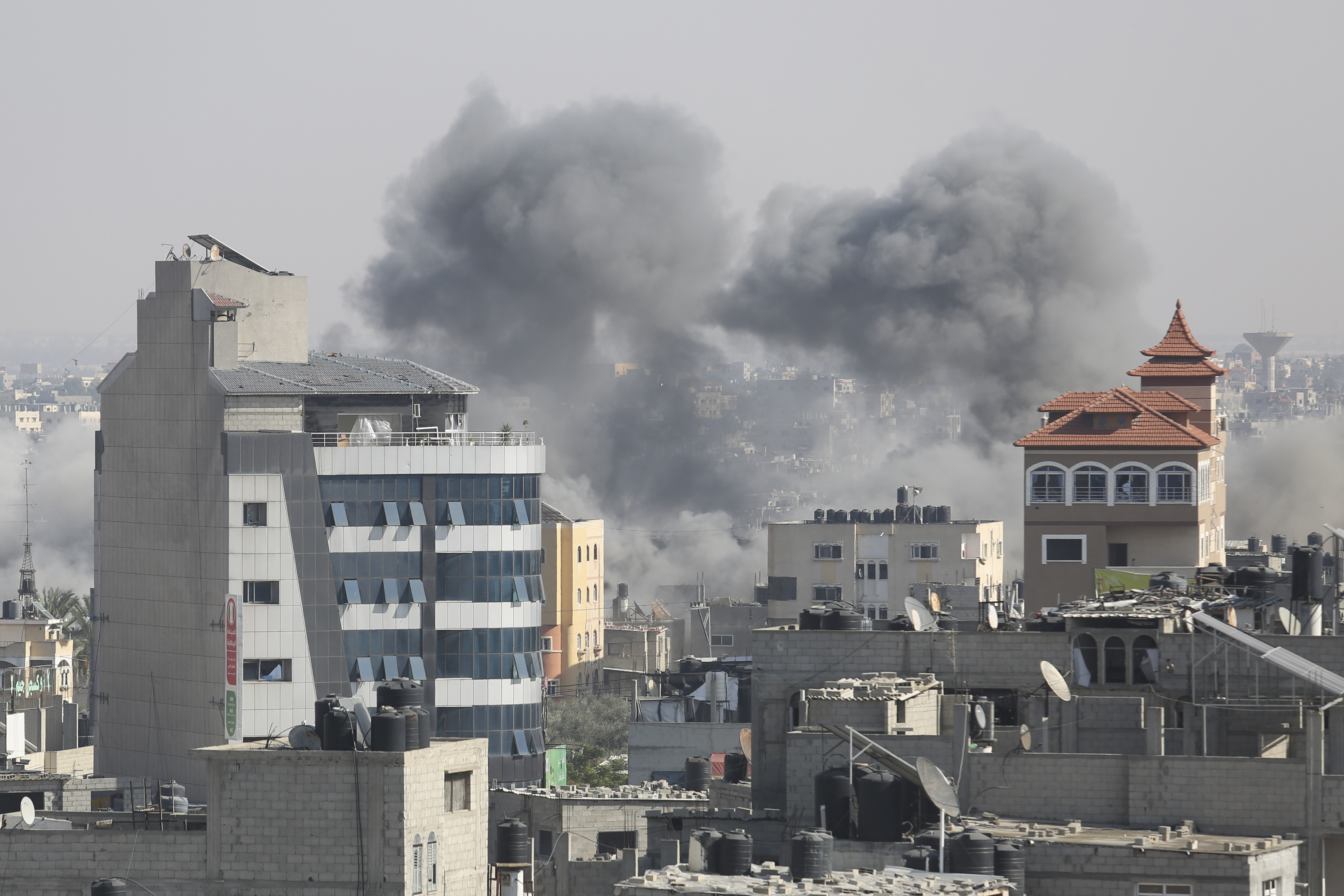 Smoke rises after an Israeli airstrike on the Gaza Strip in Rafah. Photo / AP