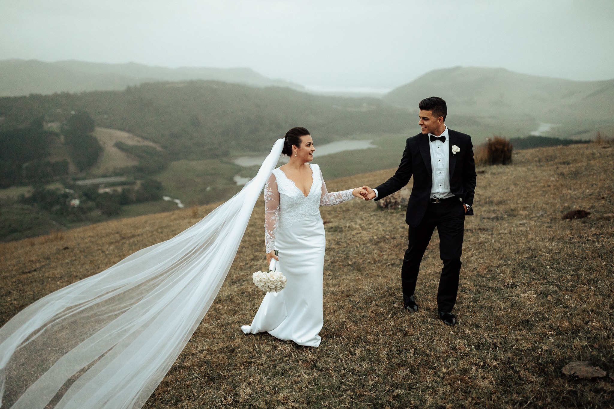 Megan and Andrew Papas on their wedding day. Photo / Tom Hollow
